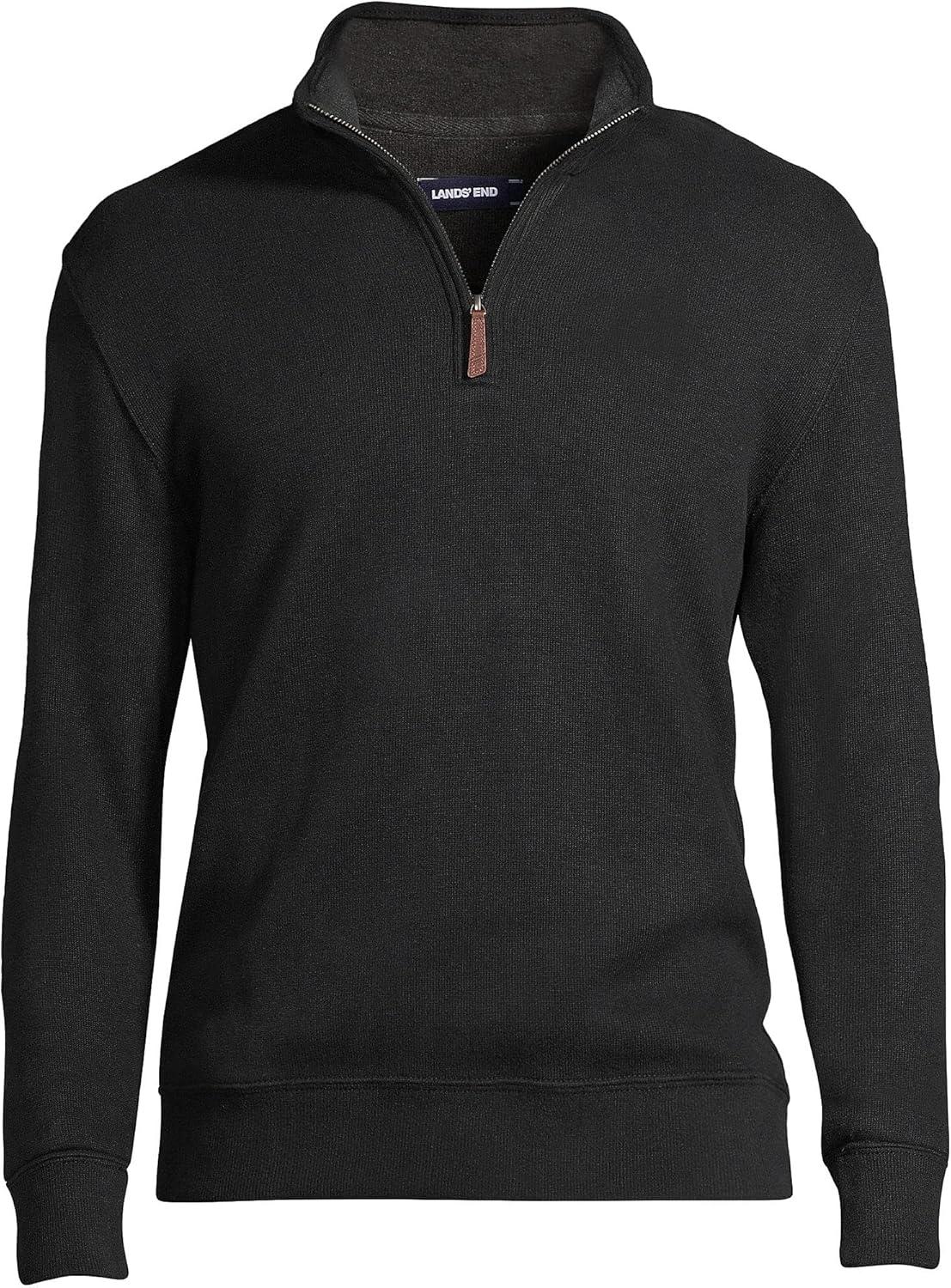 imageLands End Bedford Rib Quarter Zip Pullover SweaterBlack
