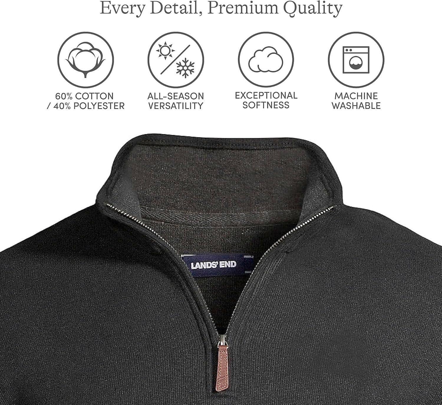 imageLands End Bedford Rib Quarter Zip Pullover SweaterBlack
