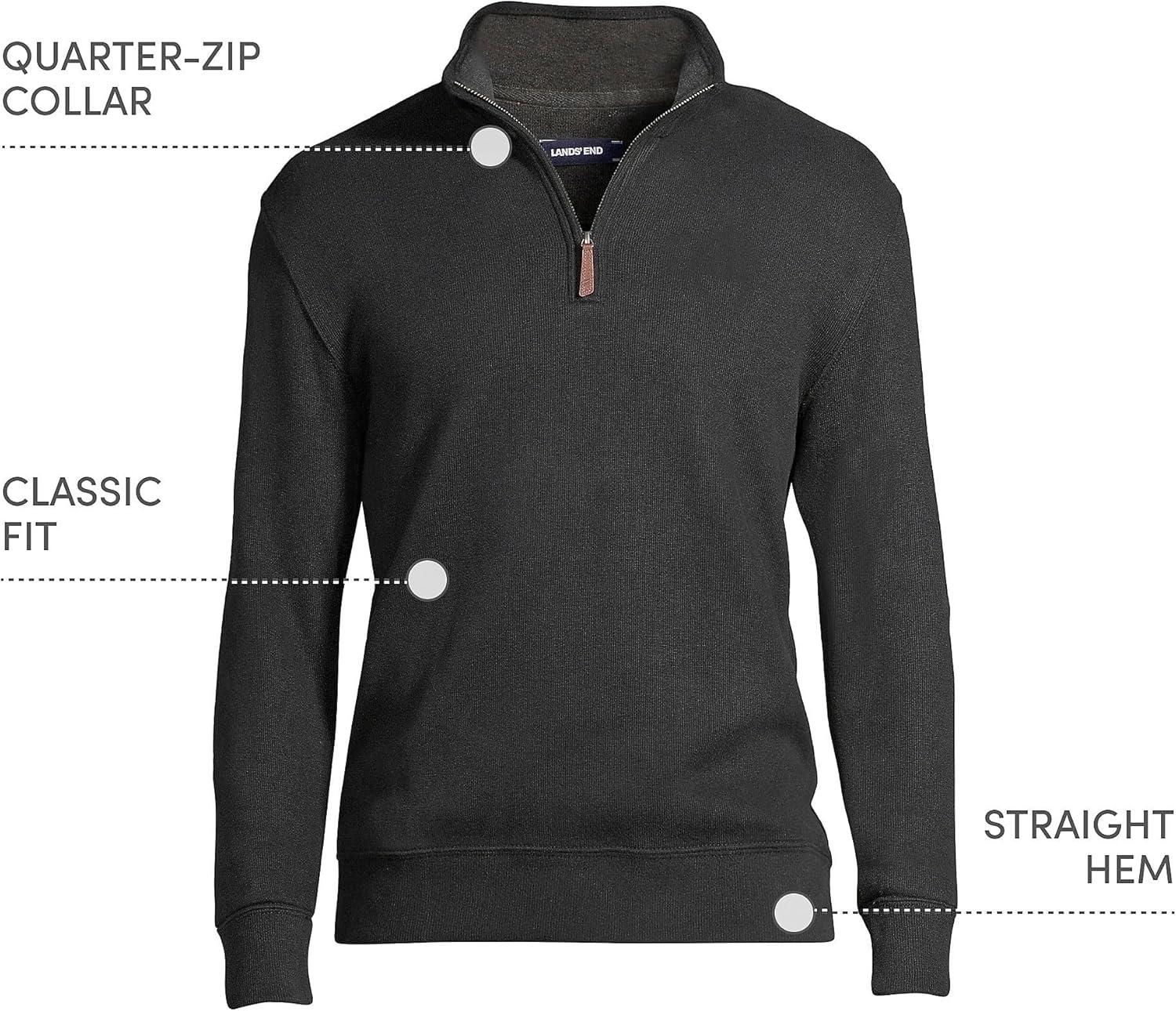 imageLands End Bedford Rib Quarter Zip Pullover SweaterBlack