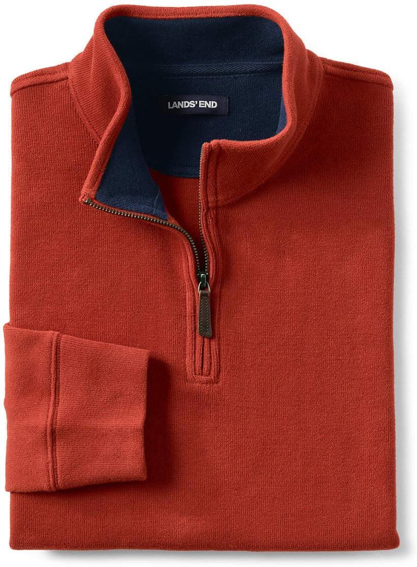 imageLands End Bedford Rib Quarter Zip Pullover SweaterBourbon