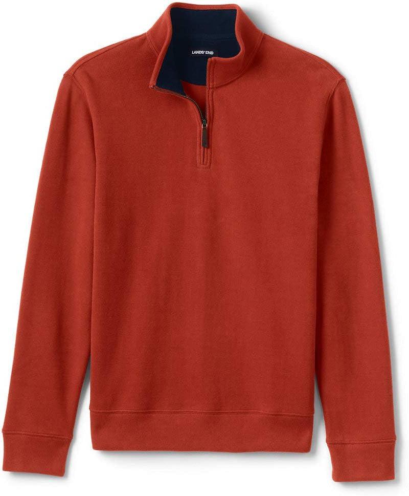 imageLands End Bedford Rib Quarter Zip Pullover SweaterBourbon