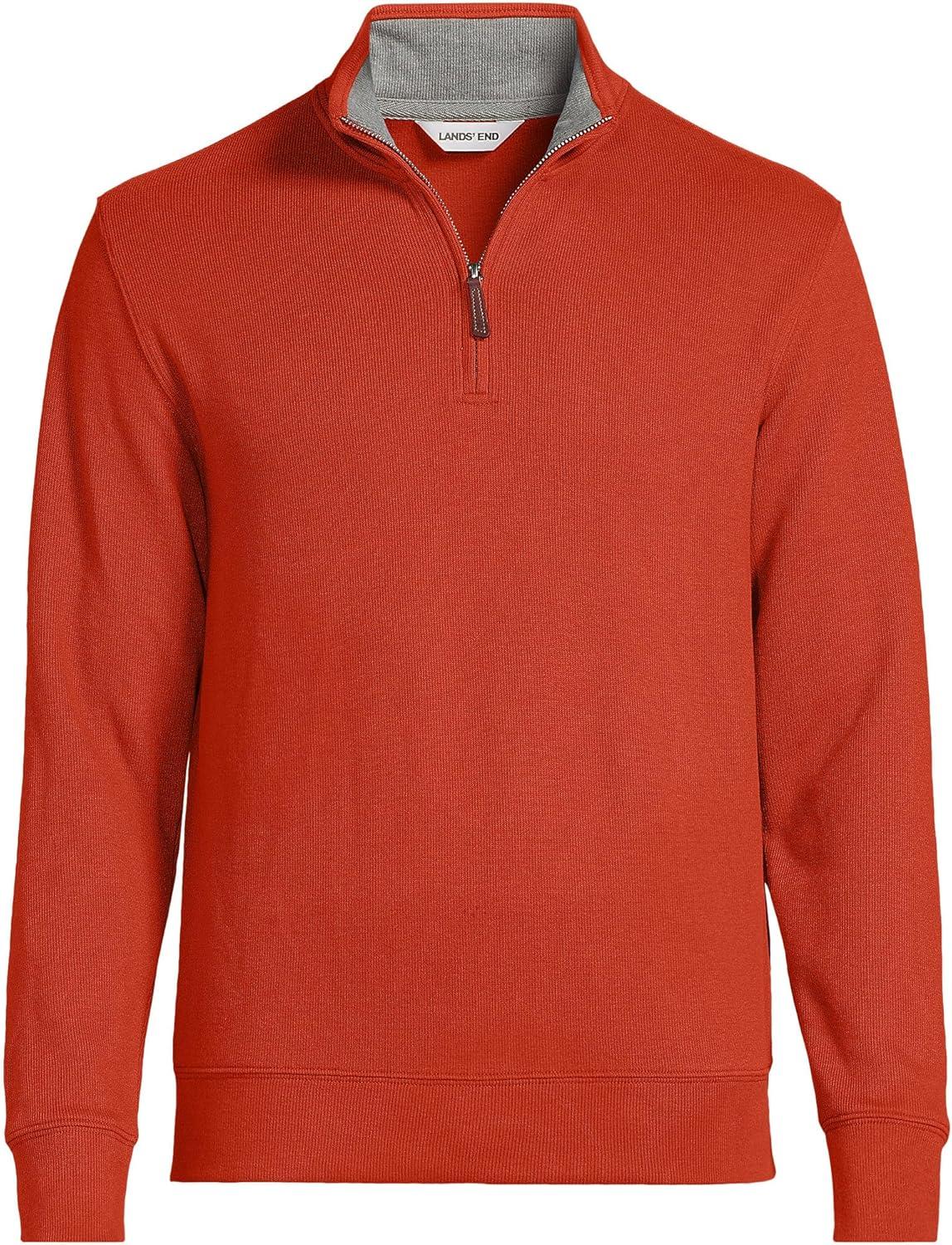 imageLands End Bedford Rib Quarter Zip Pullover SweaterBourbon