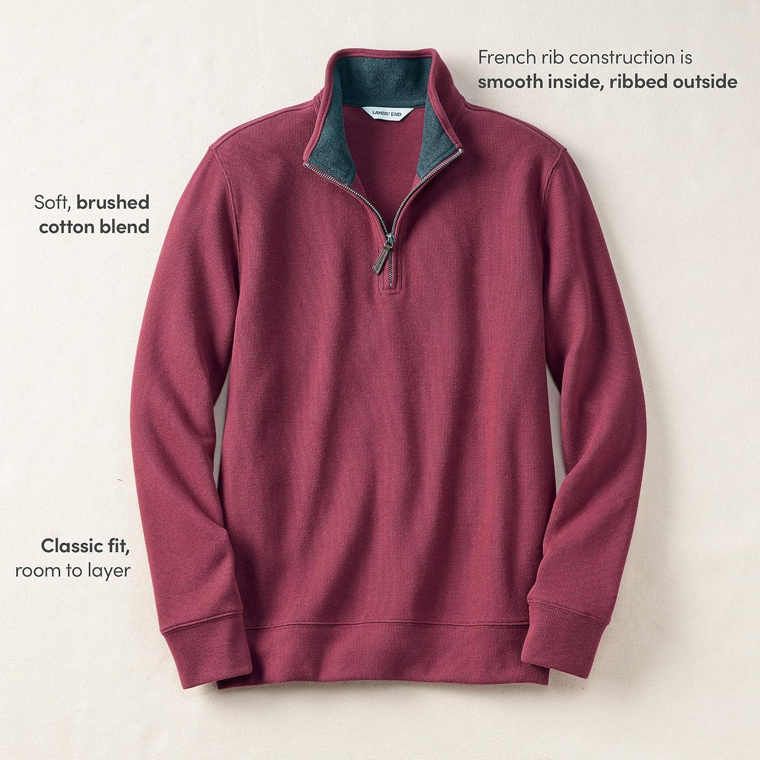 imageLands End Bedford Rib Quarter Zip Pullover SweaterBurgundy Spritz