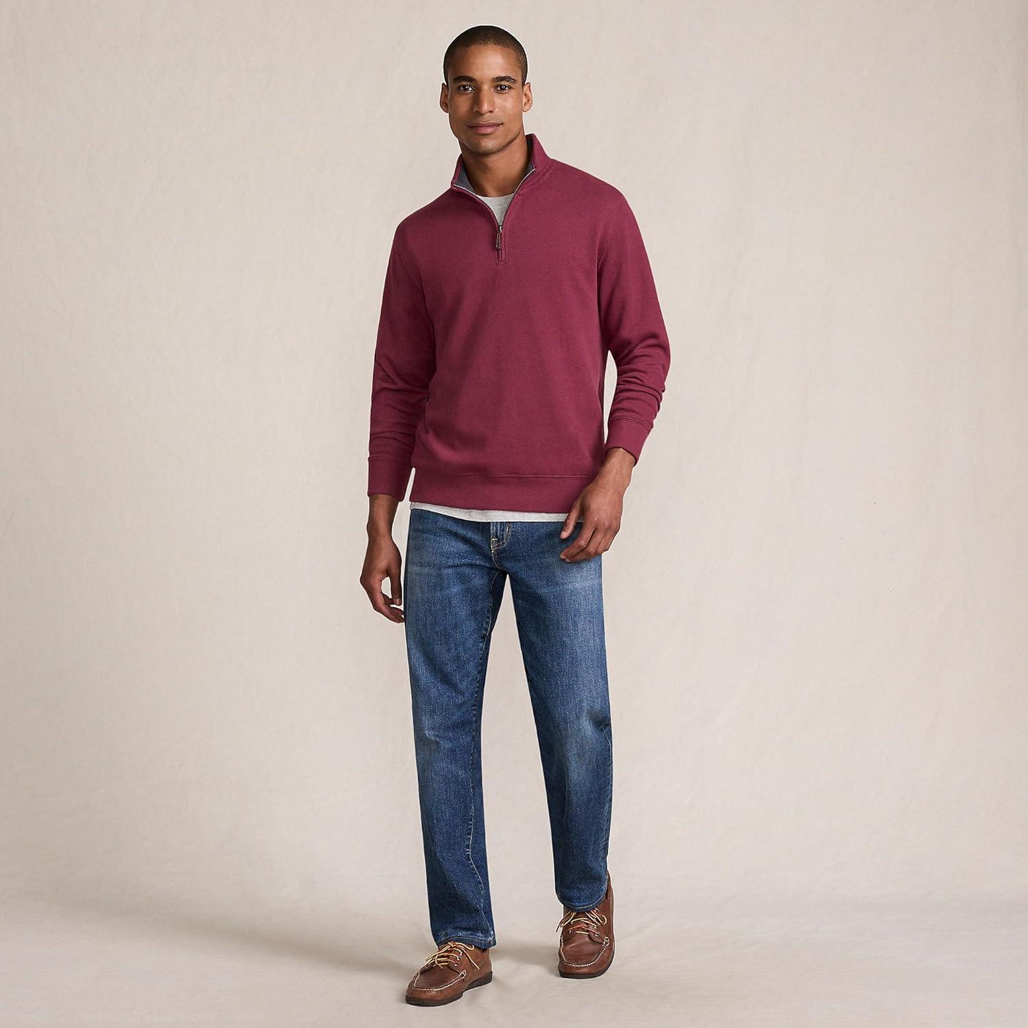 imageLands End Bedford Rib Quarter Zip Pullover SweaterBurgundy Spritz
