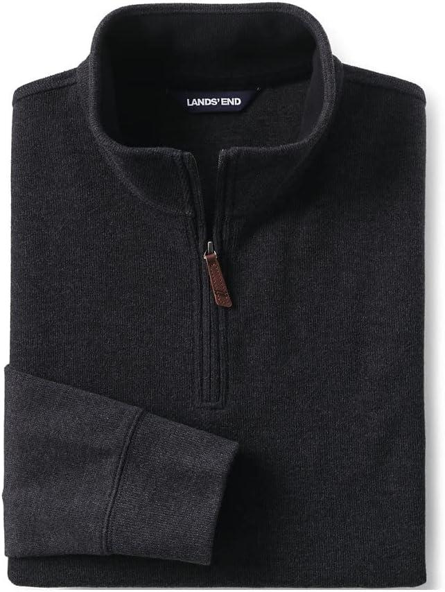 imageLands End Bedford Rib Quarter Zip Pullover SweaterDark Charcoal Heather