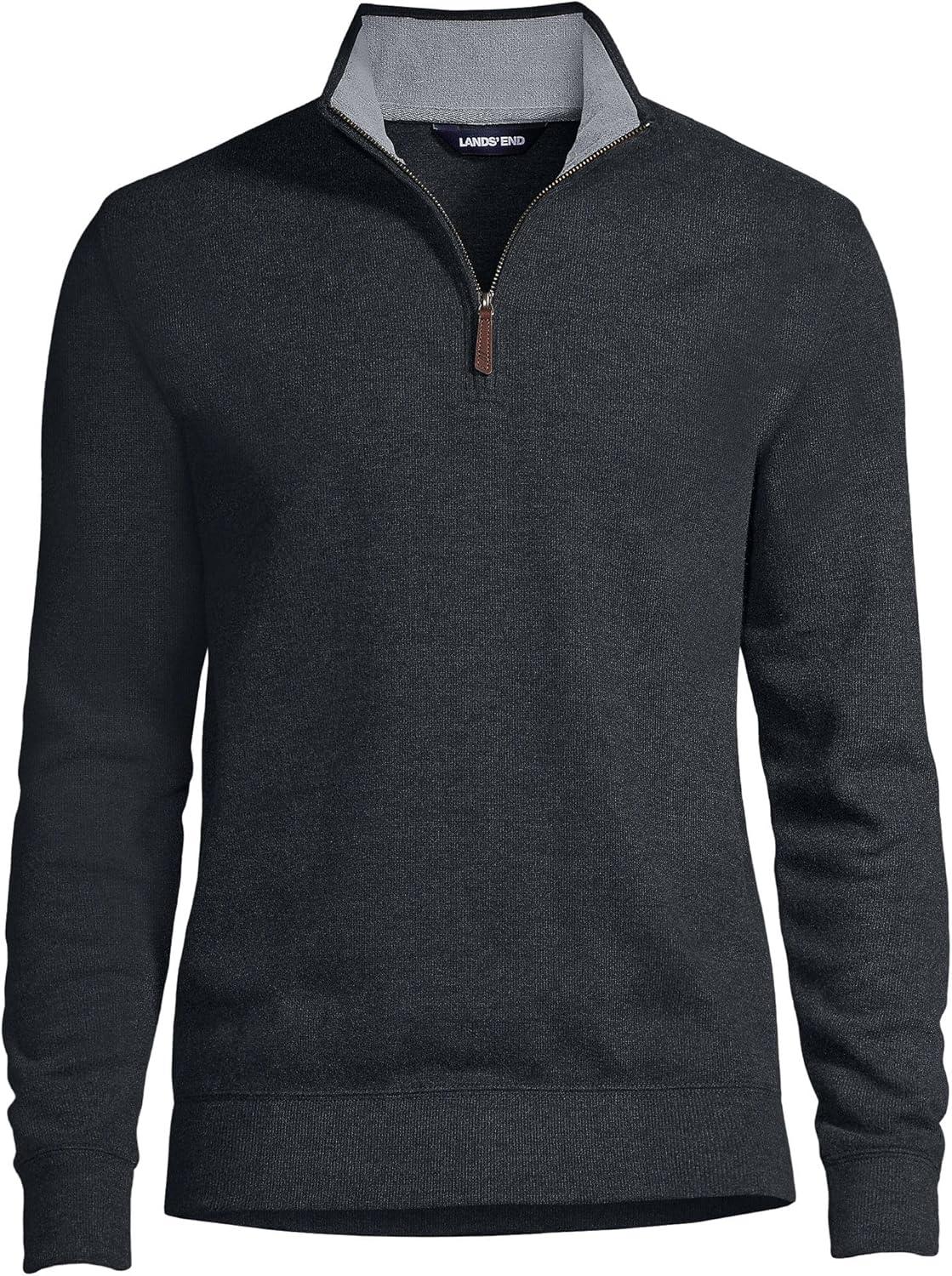 imageLands End Bedford Rib Quarter Zip Pullover SweaterDark Charcoal Heather