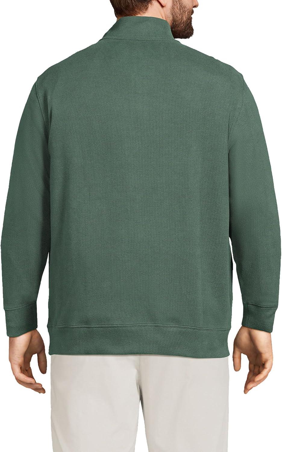 imageLands End Bedford Rib Quarter Zip Pullover SweaterDeep Woodland Green Heather