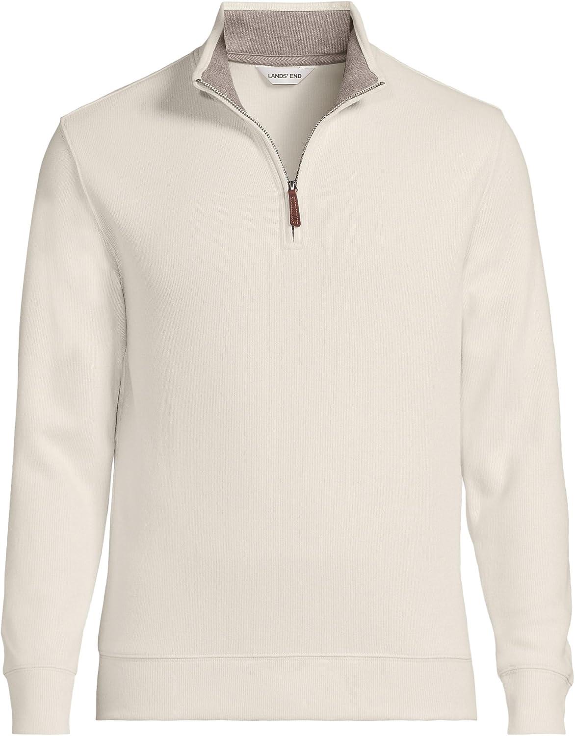 imageLands End Bedford Rib Quarter Zip Pullover SweaterIvory Latte