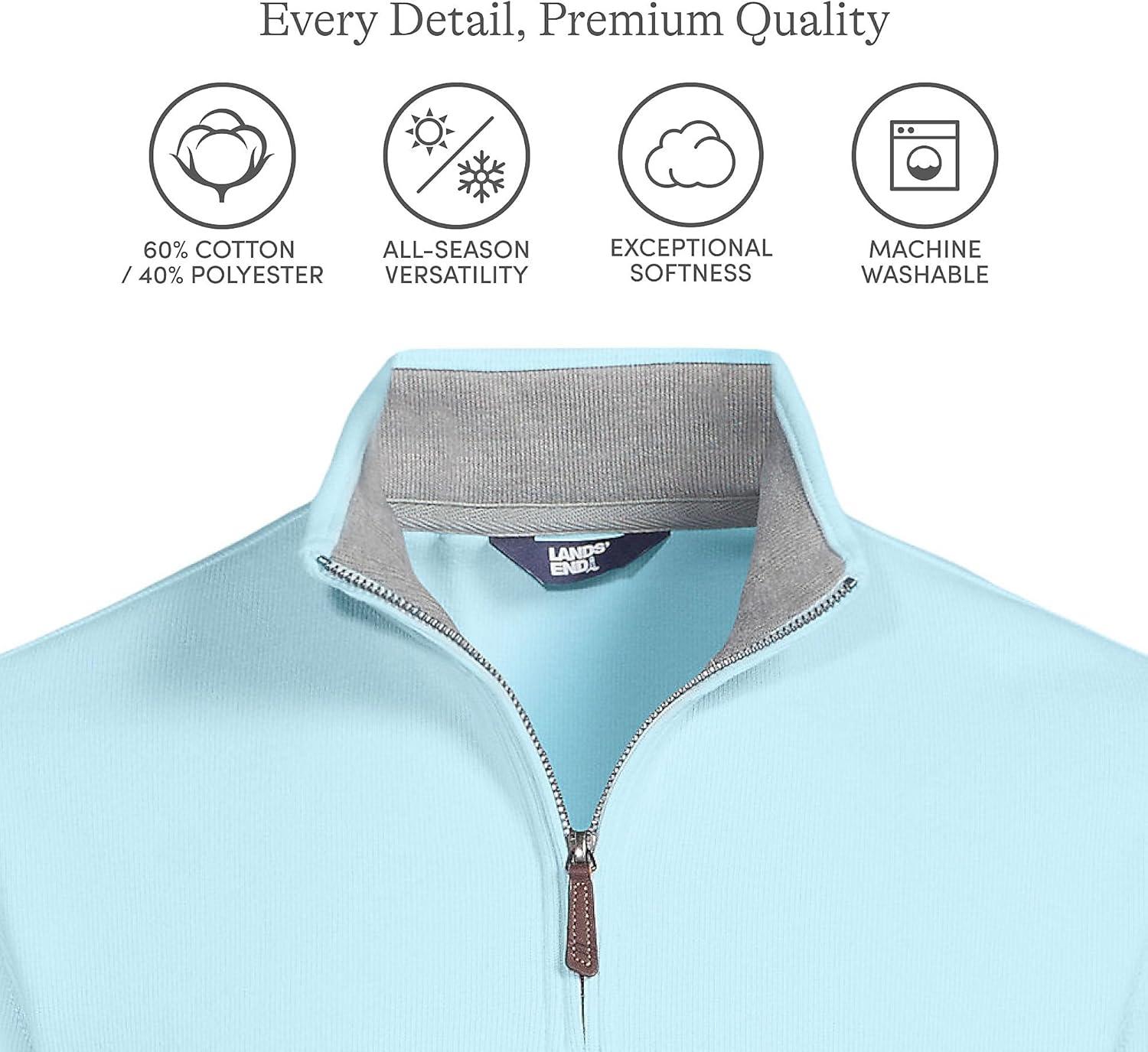 imageLands End Bedford Rib Quarter Zip Pullover SweaterLight Blue Sky