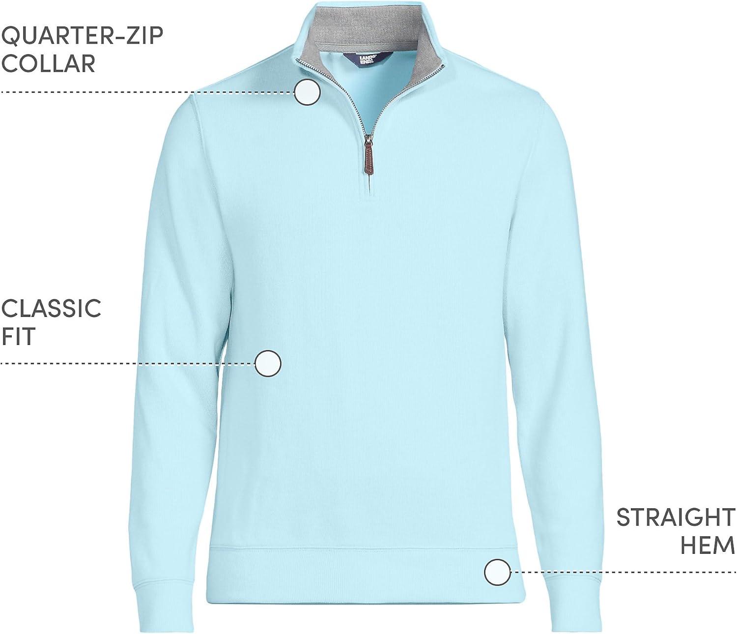 imageLands End Bedford Rib Quarter Zip Pullover SweaterLight Blue Sky