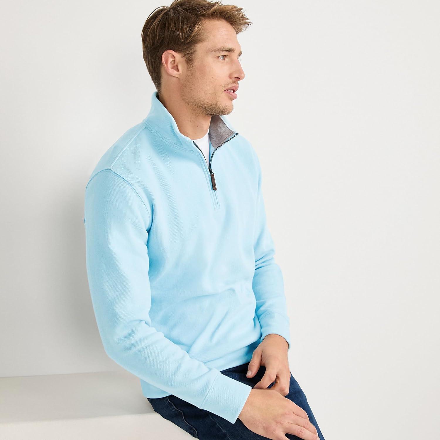 imageLands End Bedford Rib Quarter Zip Pullover SweaterLight Blue Sky