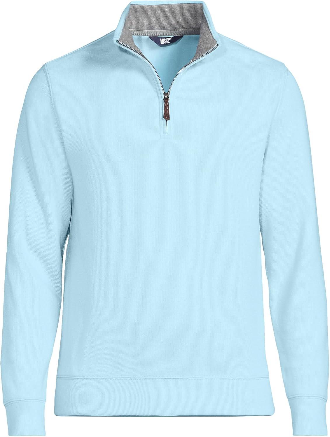 imageLands End Bedford Rib Quarter Zip Pullover SweaterLight Blue Sky
