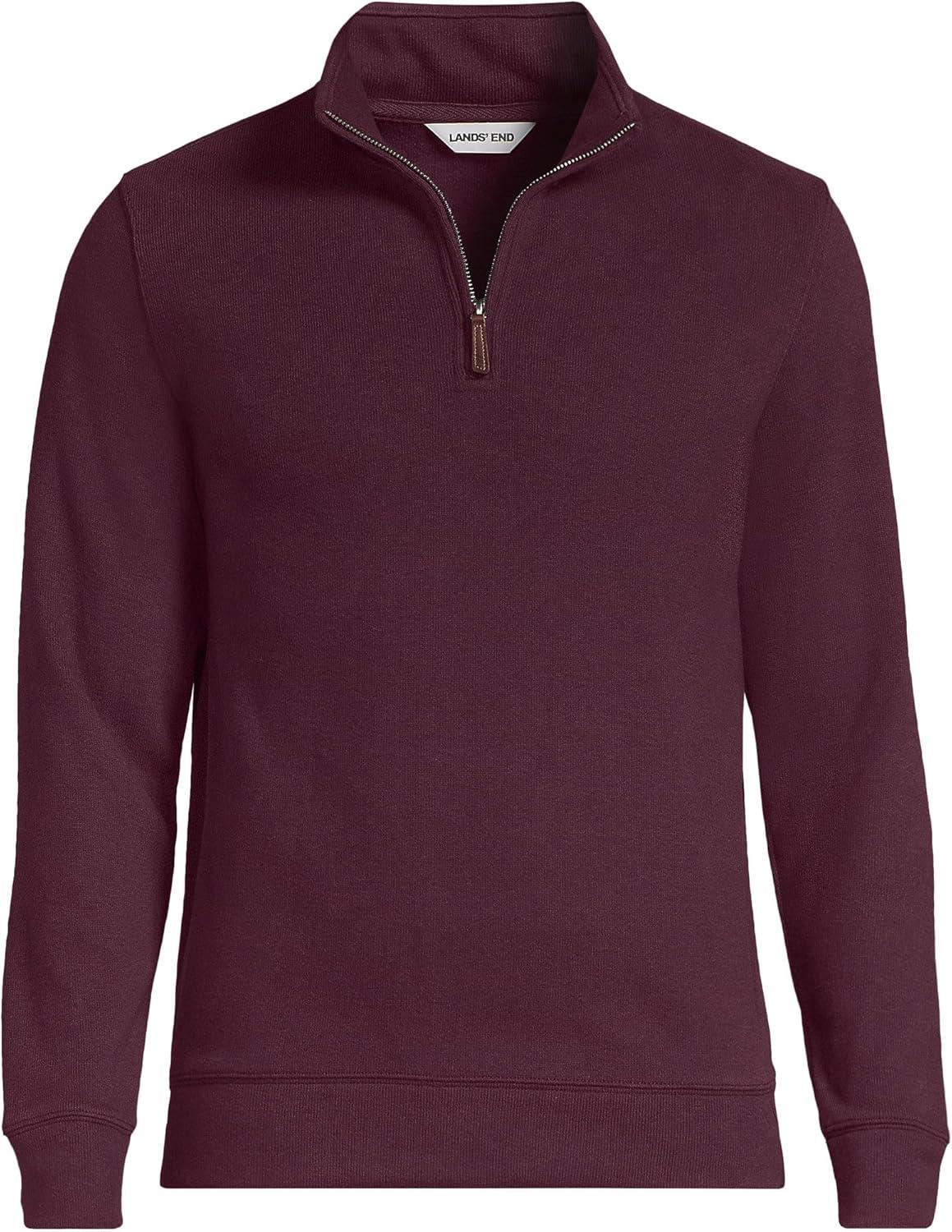 imageLands End Bedford Rib Quarter Zip Pullover SweaterLush Burgundy Heather