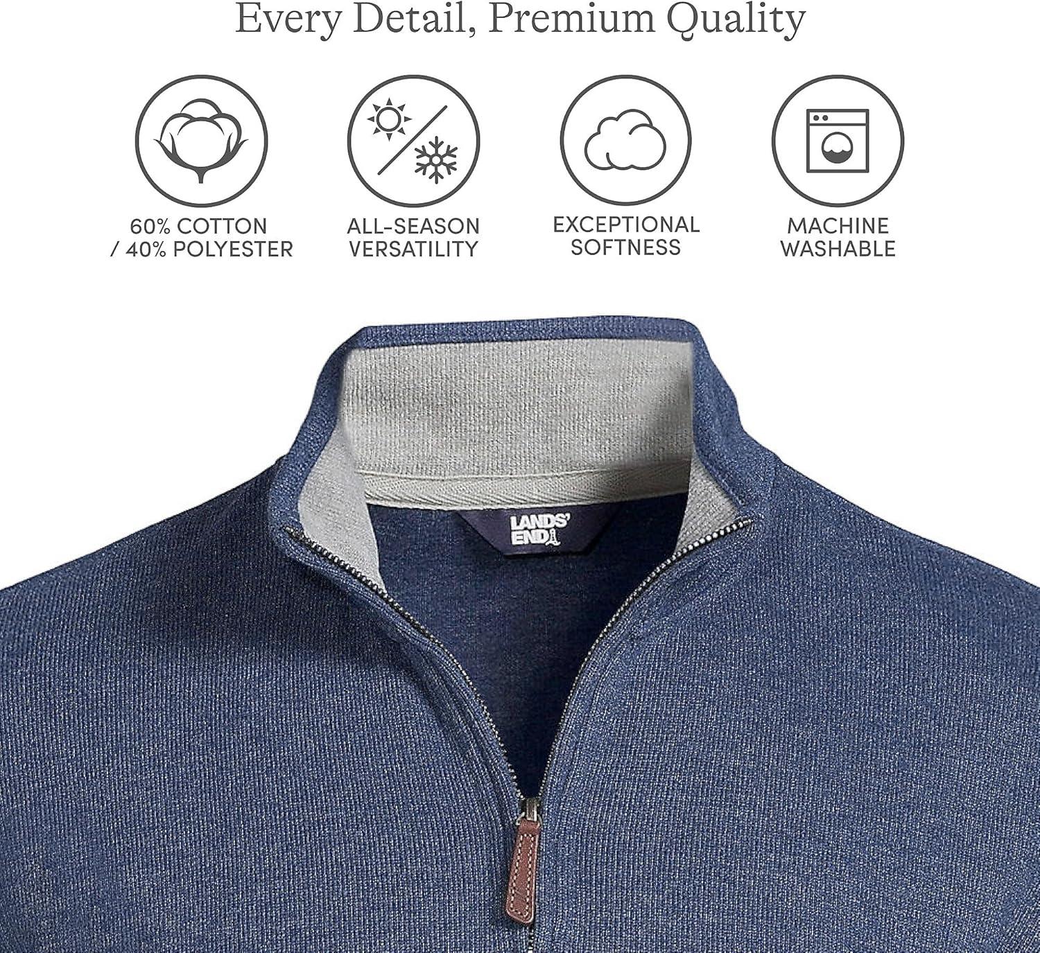 imageLands End Bedford Rib Quarter Zip Pullover SweaterMedium Denim Heather