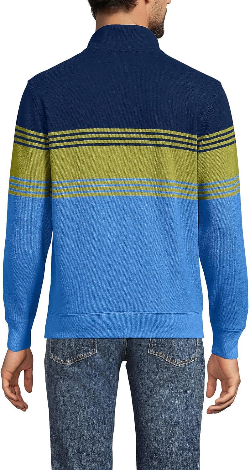 imageLands End Bedford Rib Quarter Zip Pullover SweaterMuted Cobalt Placed Stripe