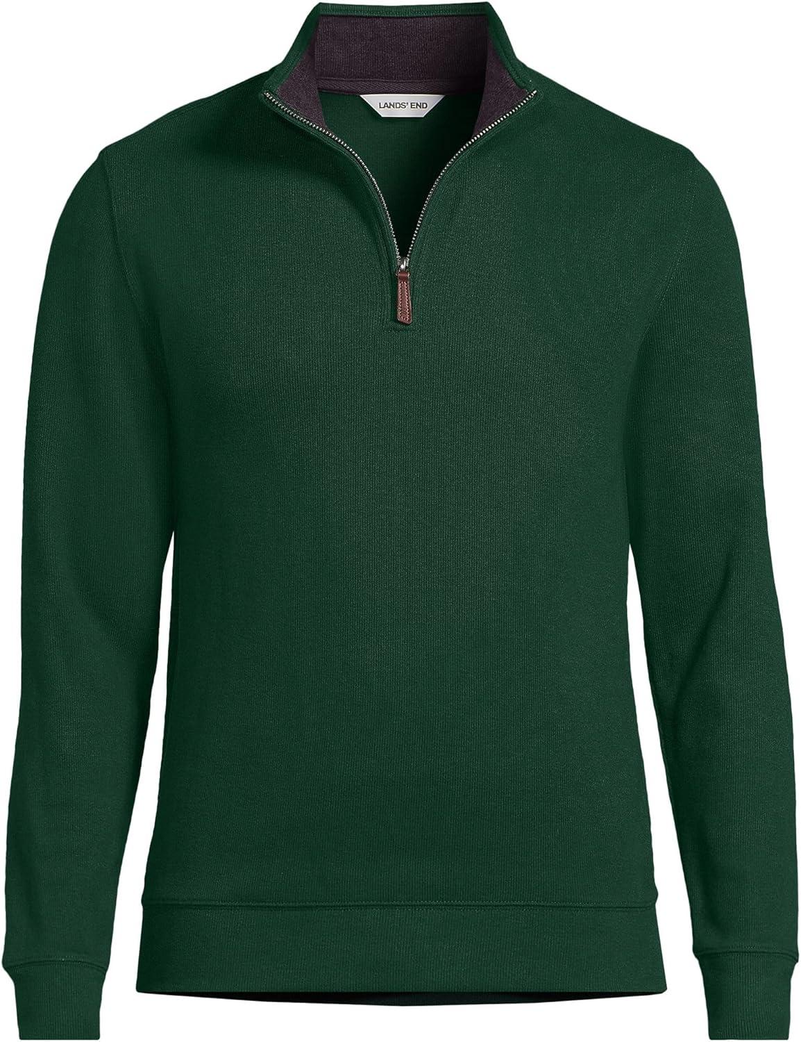 imageLands End Bedford Rib Quarter Zip Pullover SweaterPine Valley