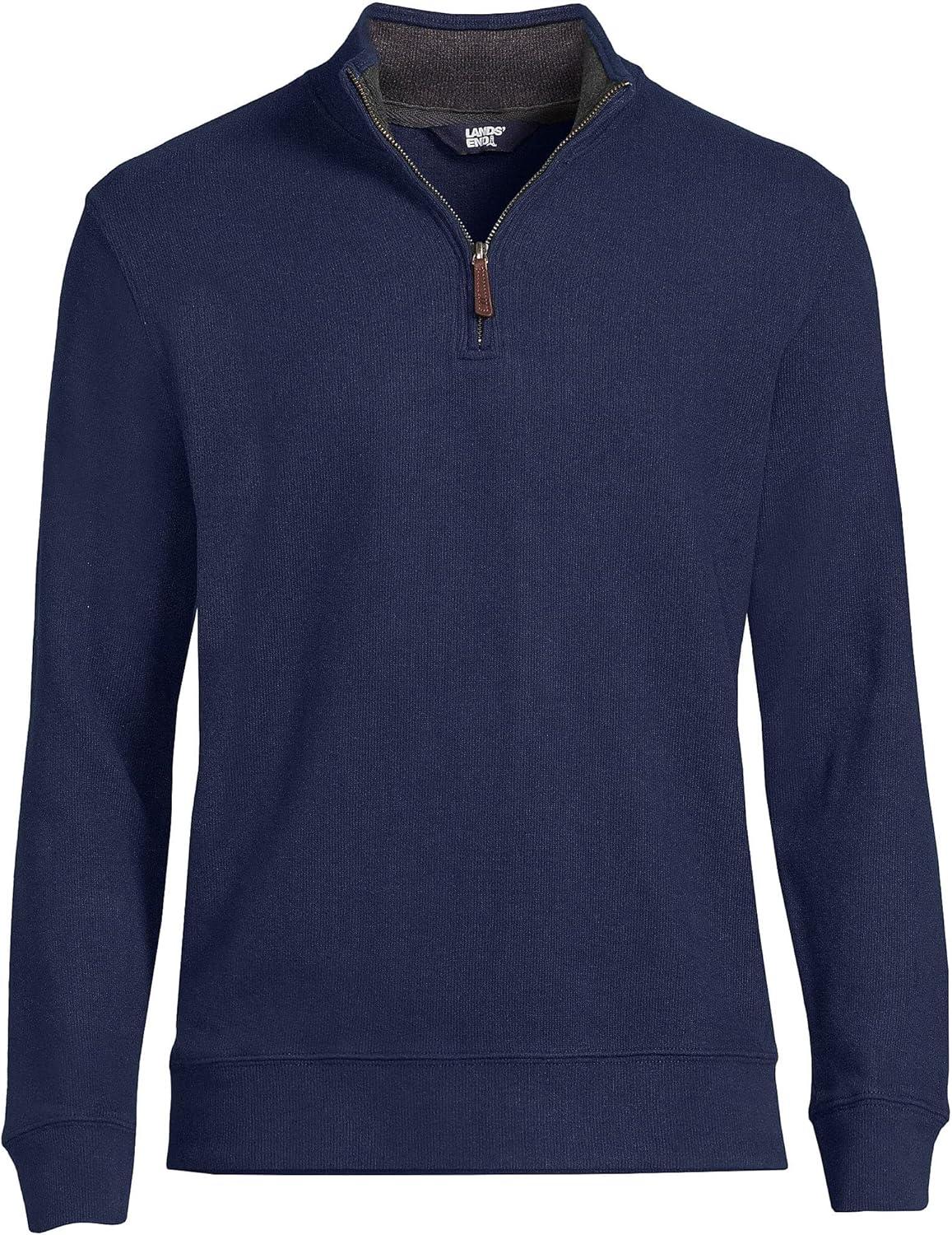 imageLands End Bedford Rib Quarter Zip Pullover SweaterRadiant Navy