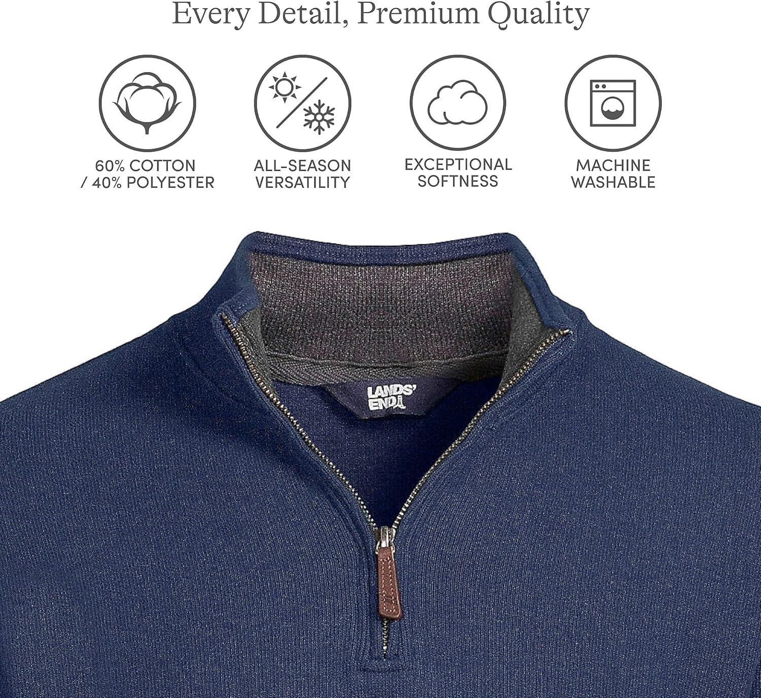 imageLands End Bedford Rib Quarter Zip Pullover SweaterRadiant Navy