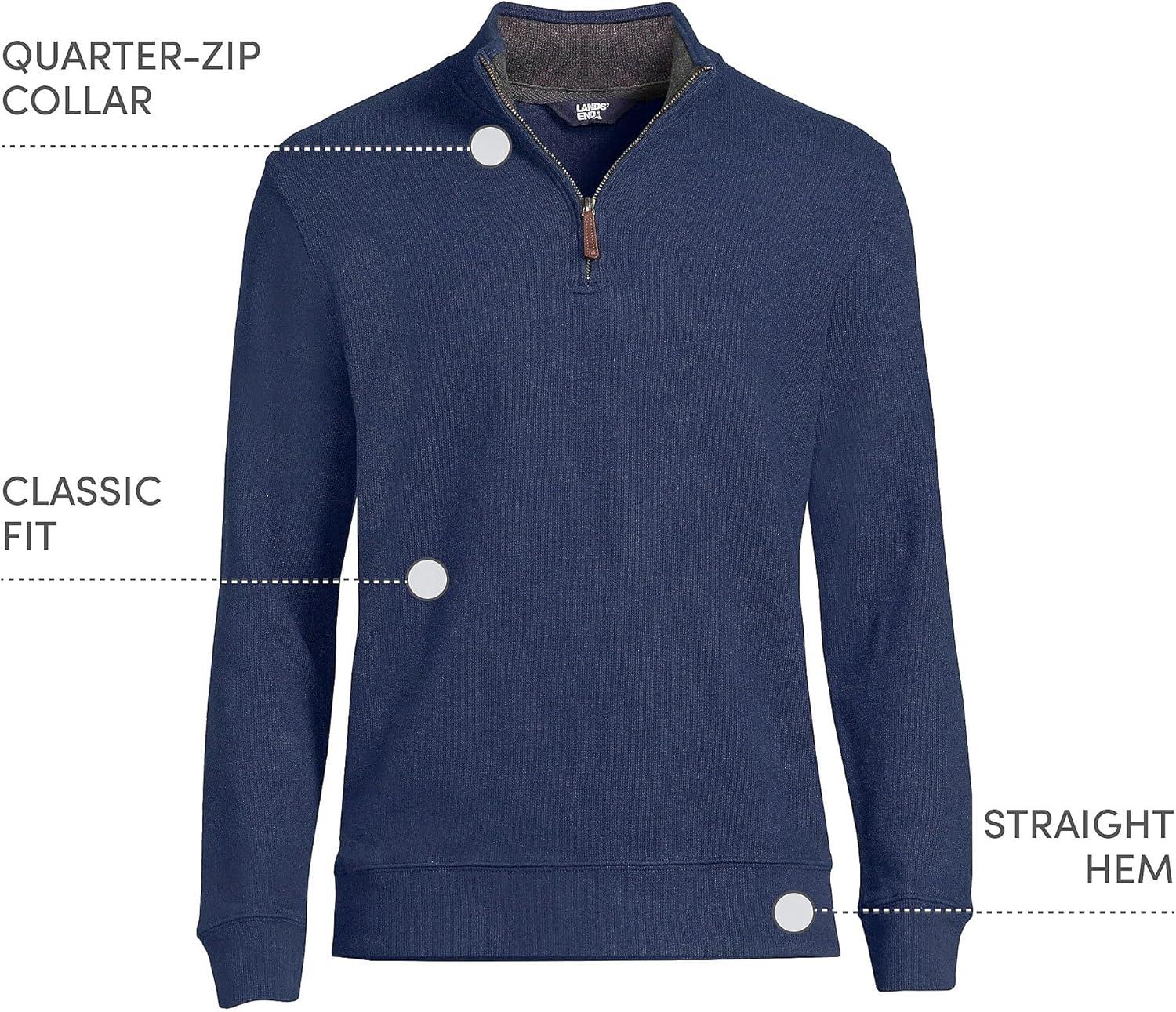 imageLands End Bedford Rib Quarter Zip Pullover SweaterRadiant Navy