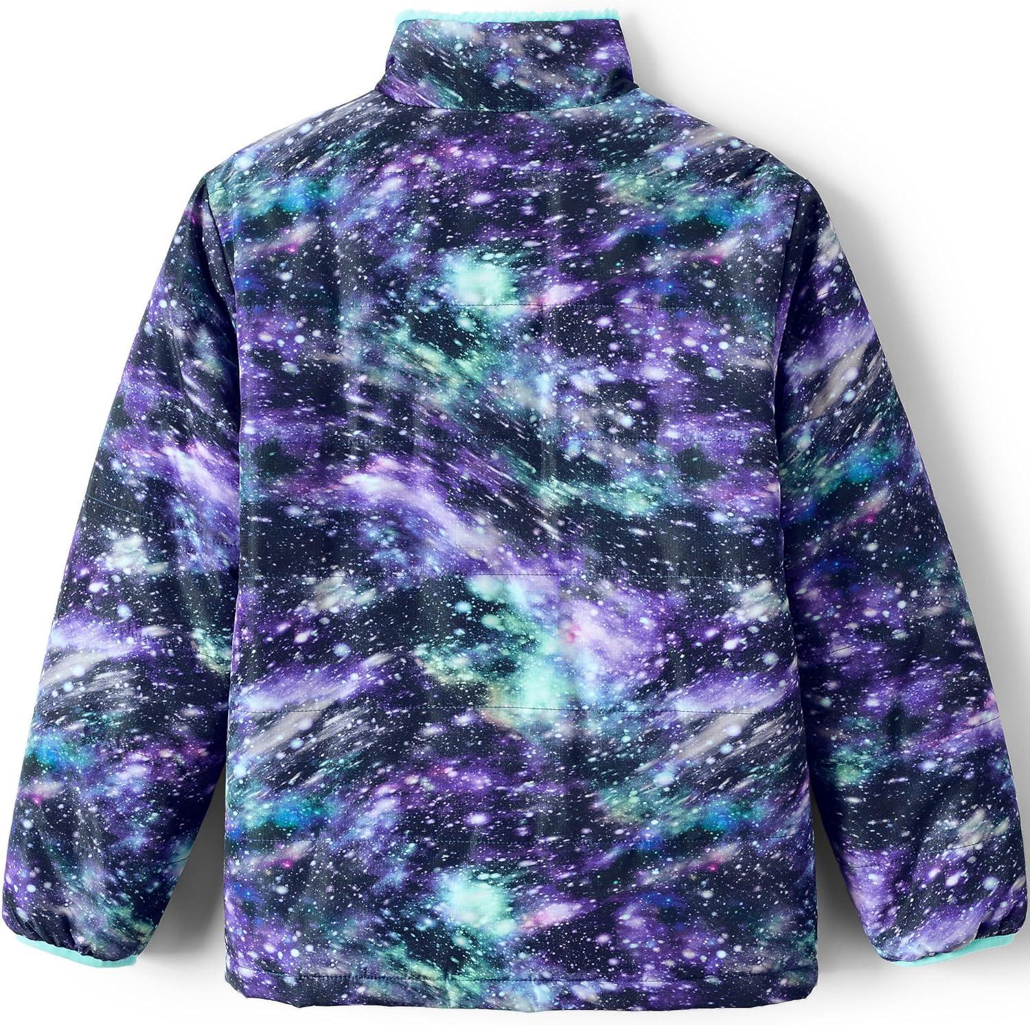 imageLands End Boys Reversible Fleece Puffer JacketBlue Galaxy Cosmos