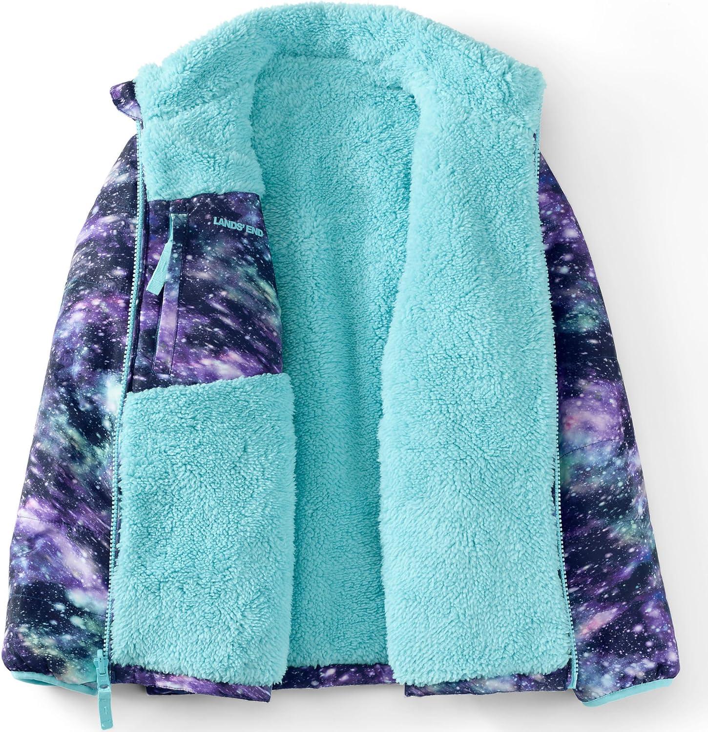 imageLands End Boys Reversible Fleece Puffer JacketBlue Galaxy Cosmos