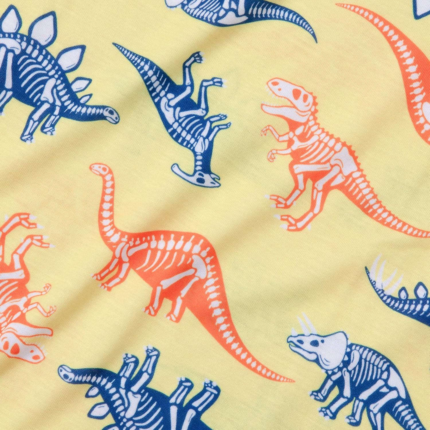 imageLands End Boys Short Sleeve Tee and Shorts Pajama SetSkeleton Dinos