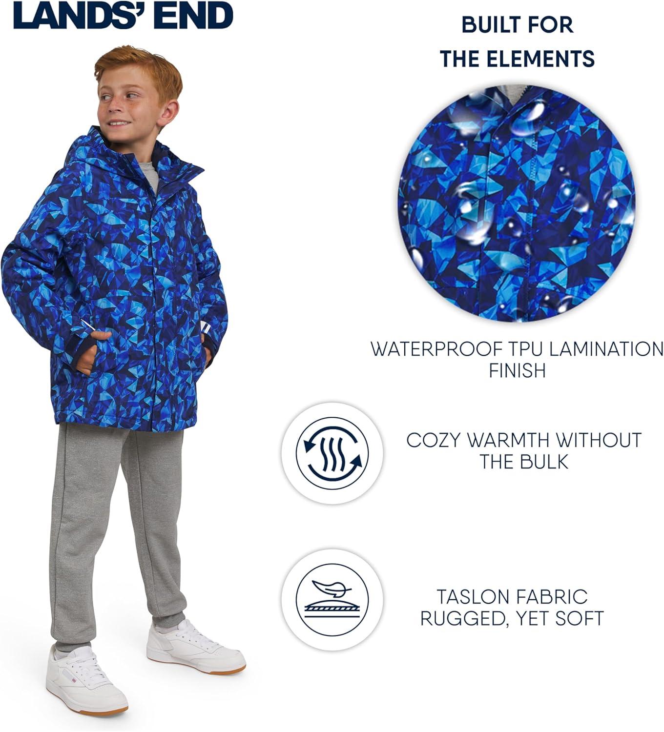 imageLands End Boys Squall Waterproof Fleece Lined Insulated JacketGlacier Blue