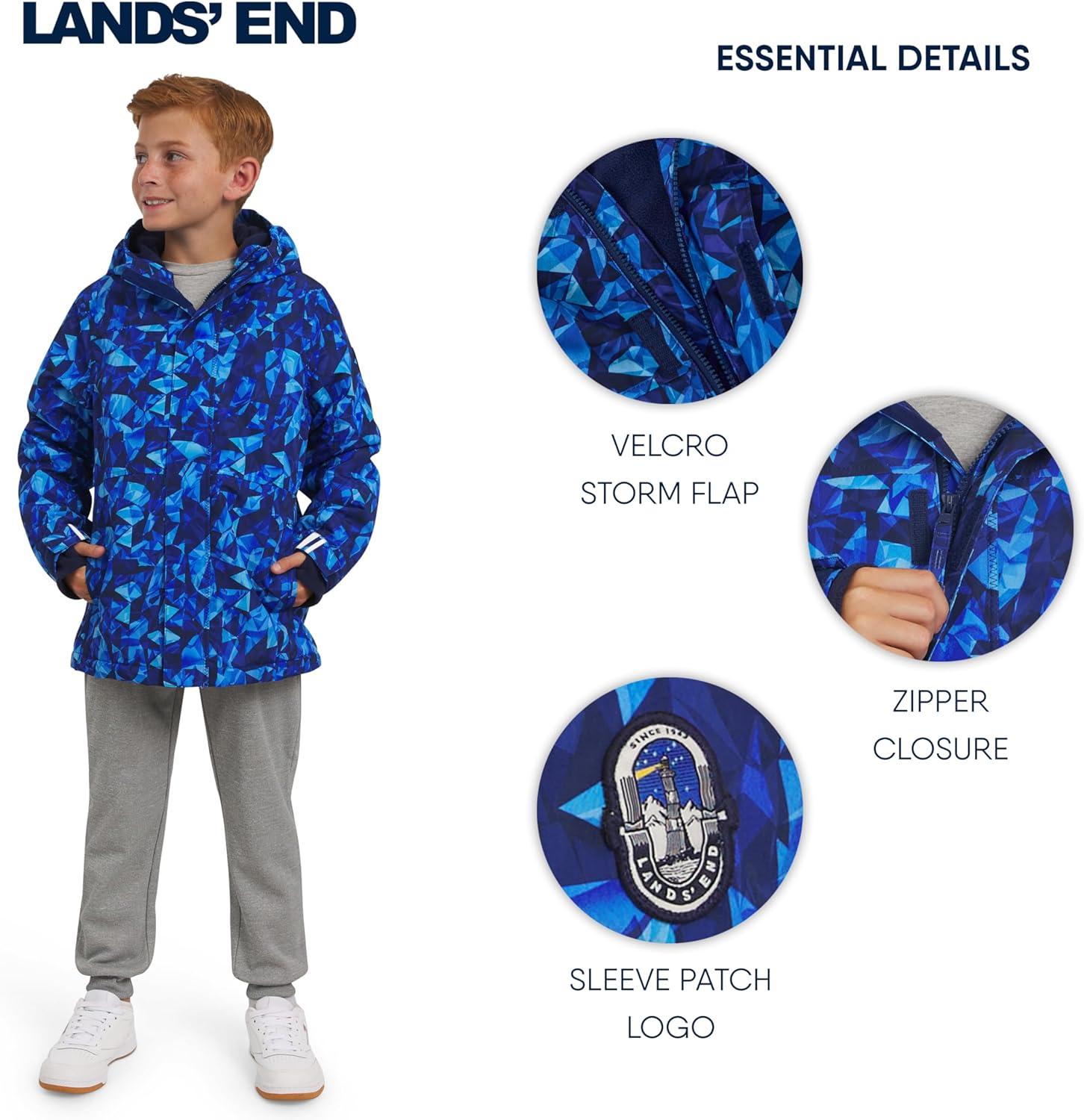 imageLands End Boys Squall Waterproof Fleece Lined Insulated JacketGlacier Blue