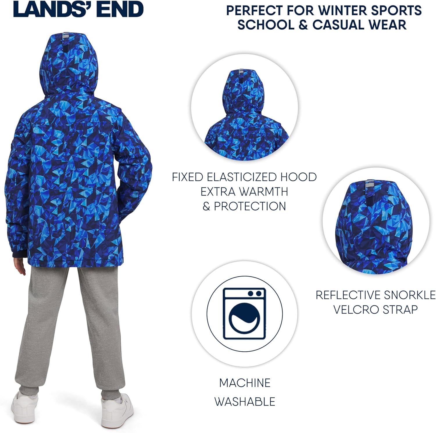 imageLands End Boys Squall Waterproof Fleece Lined Insulated JacketGlacier Blue