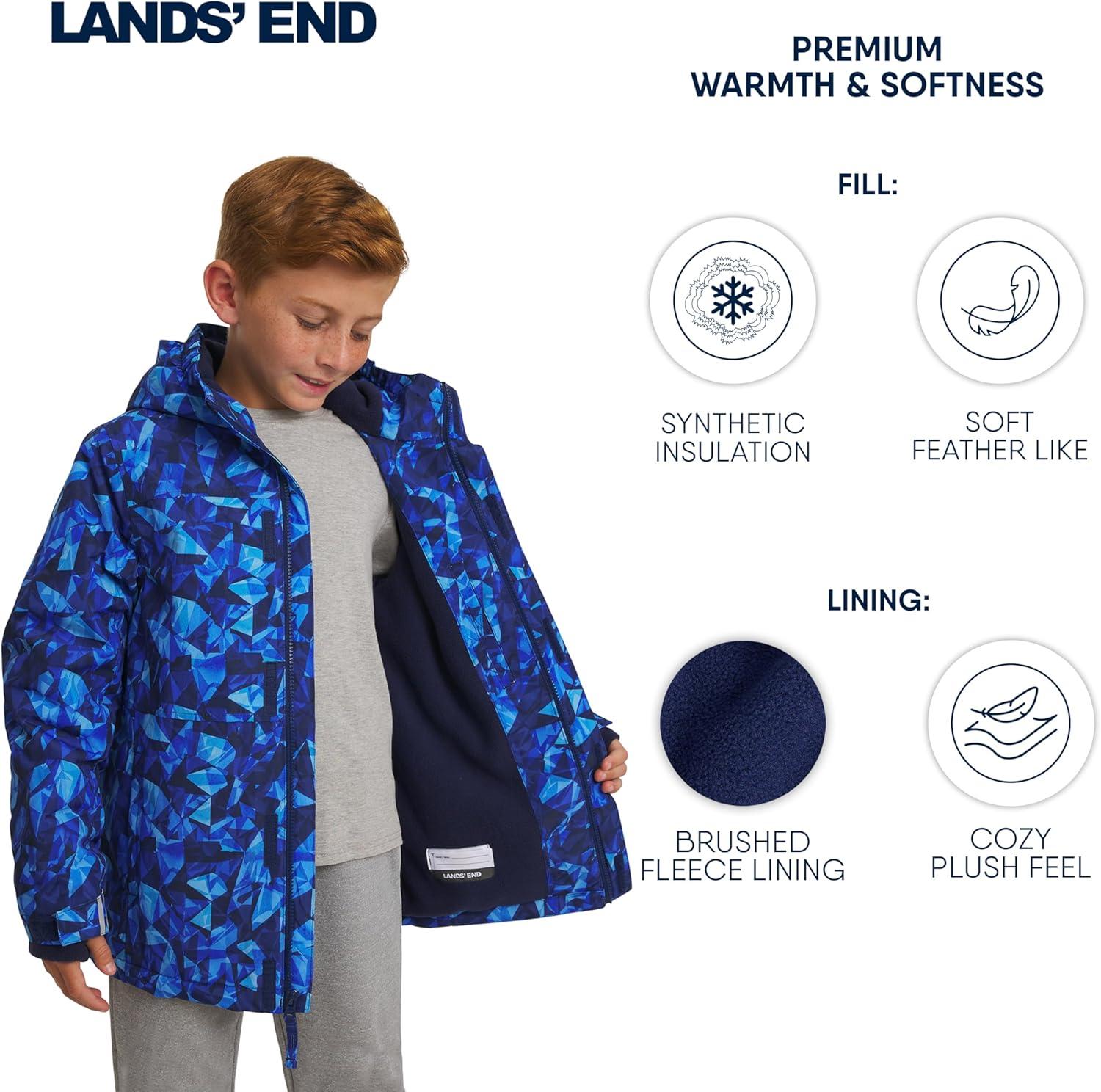 imageLands End Boys Squall Waterproof Fleece Lined Insulated JacketGlacier Blue