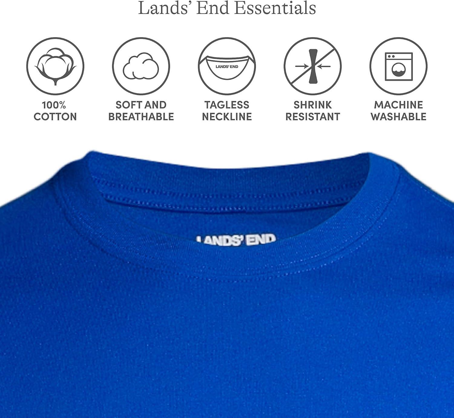 imageLands End Essentials Mens LongSleeve Soft Cotton TShirt Relaxed Easy FitCobalt