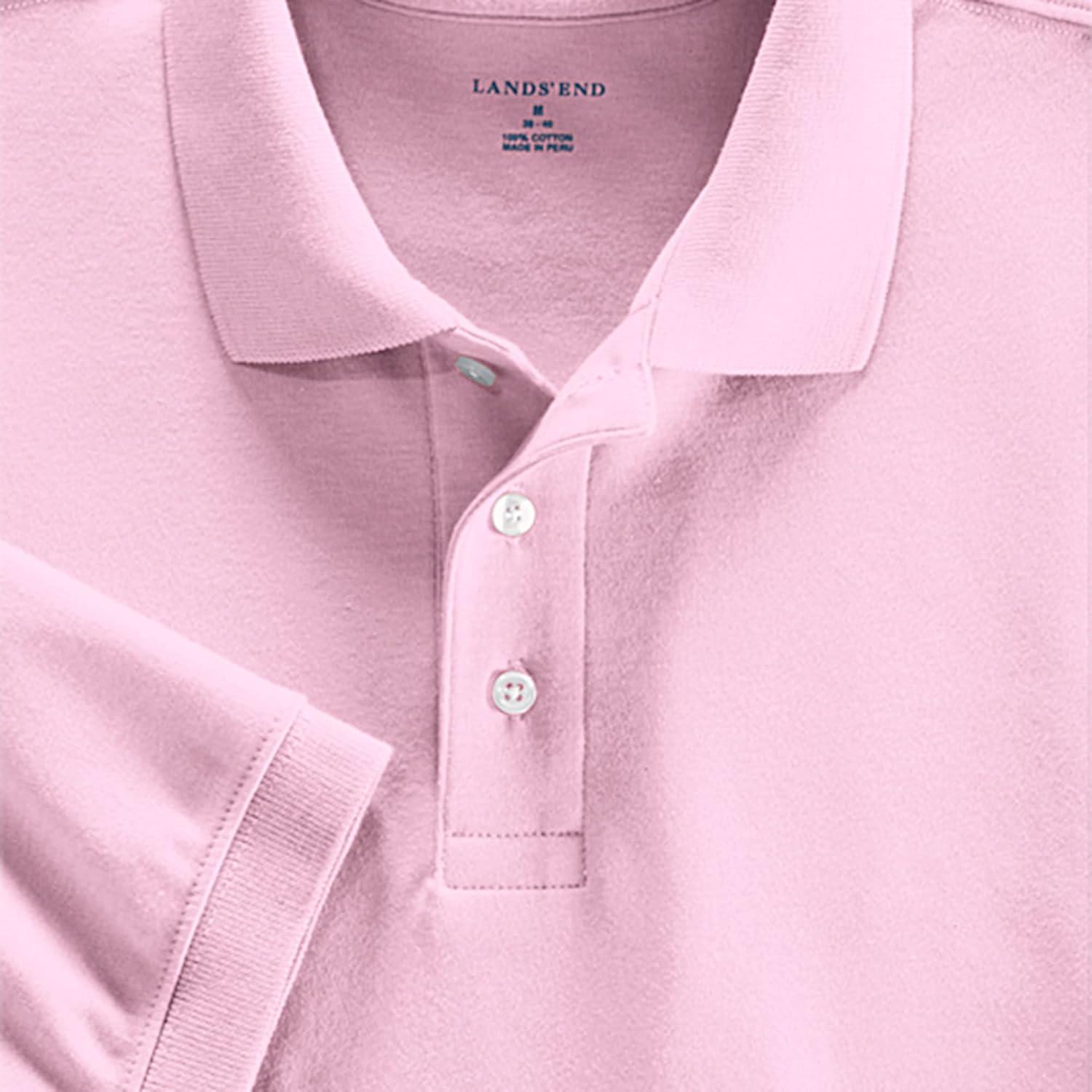 imageLands End Essentials Womens Short Sleeve All Day Comfort Polo Shirt 100 Cotton Wont Shrink Pill FadeIce Pink