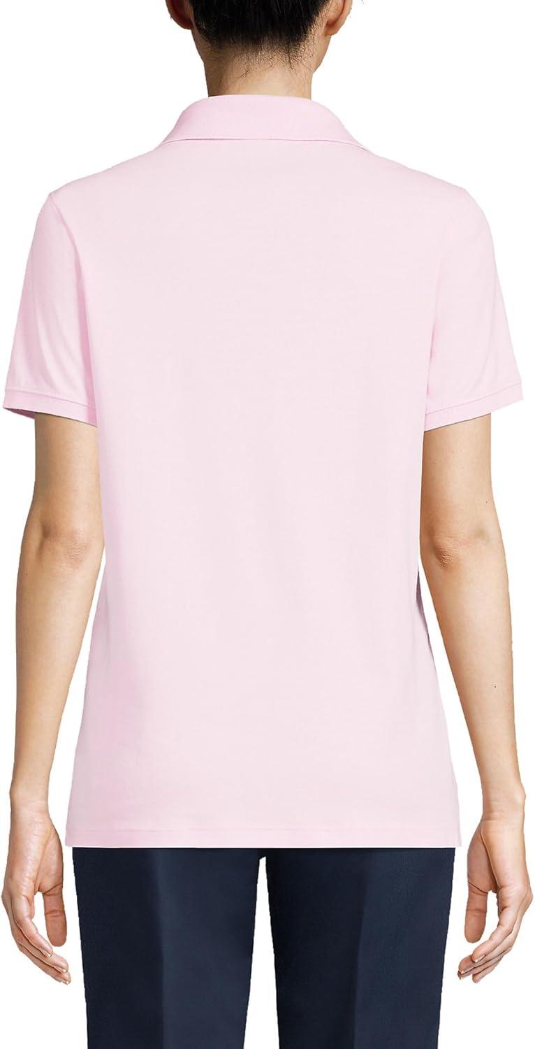 imageLands End Essentials Womens Short Sleeve All Day Comfort Polo Shirt 100 Cotton Wont Shrink Pill FadeIce Pink