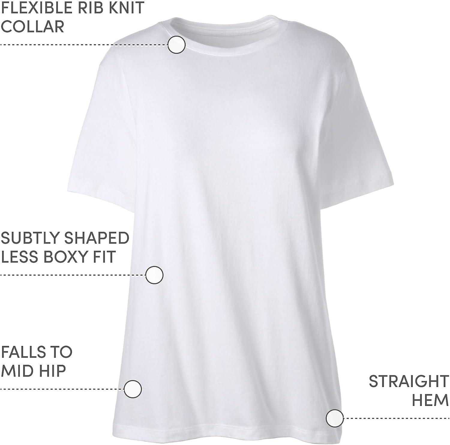 imageLands End Essentials Womens ShortSleeve Soft Cotton TShirt Tailored Feminine FitWhite