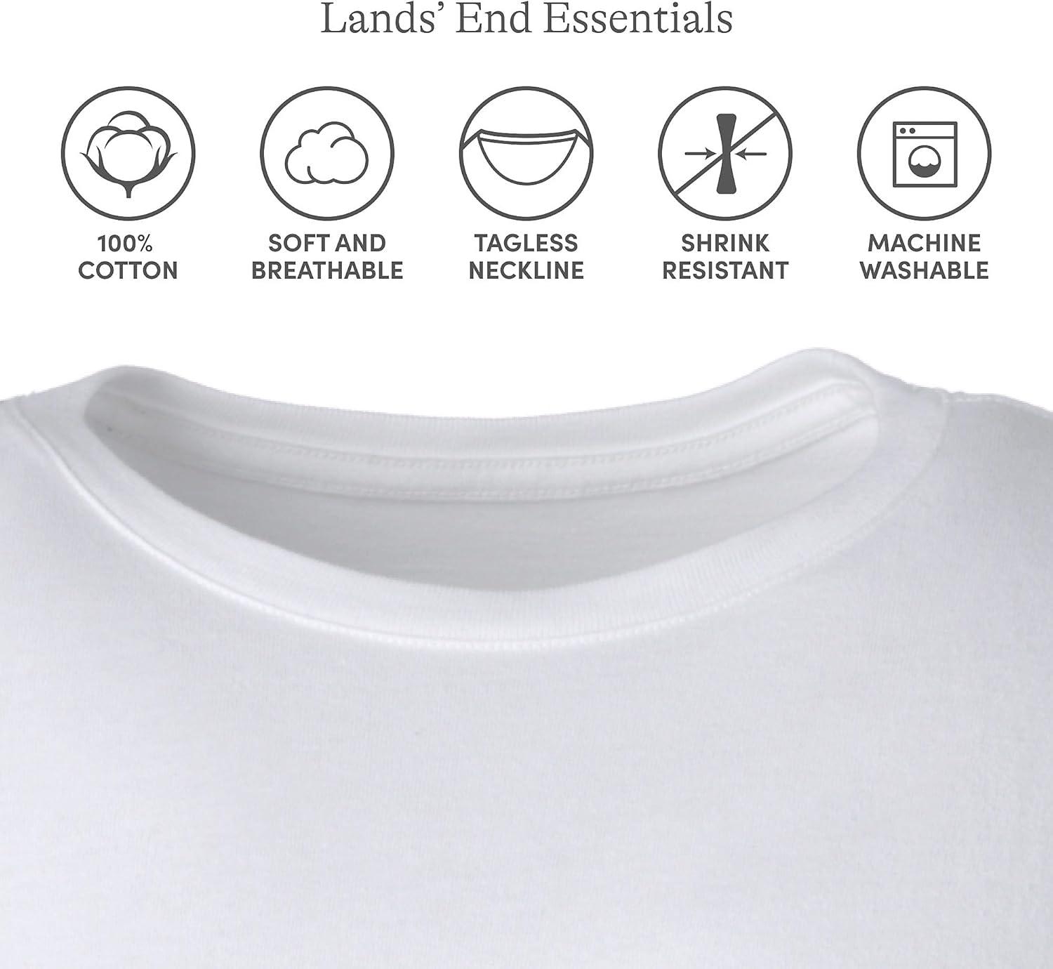 imageLands End Essentials Womens ShortSleeve Soft Cotton TShirt Tailored Feminine FitWhite