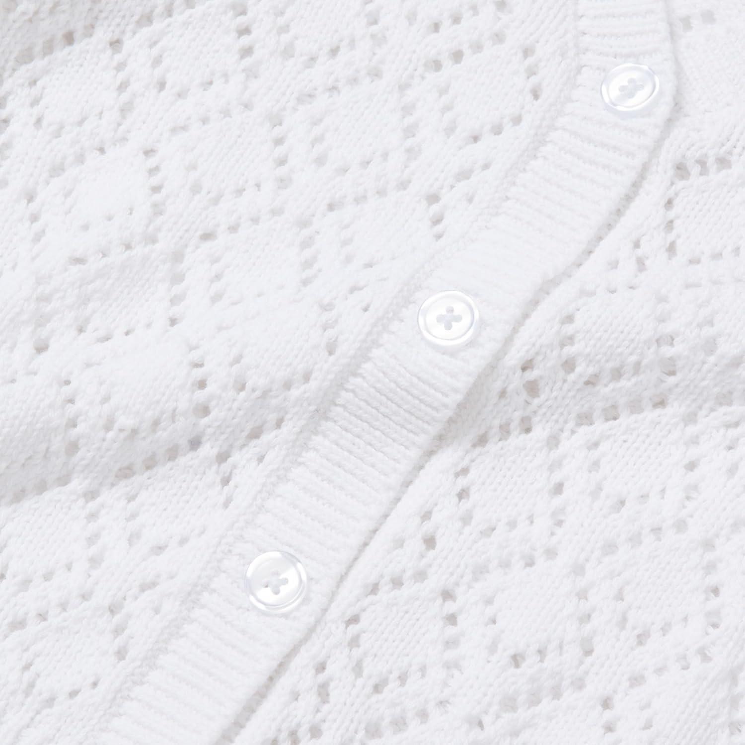 imageLands End Girls Button Front Cable CardiganWhite