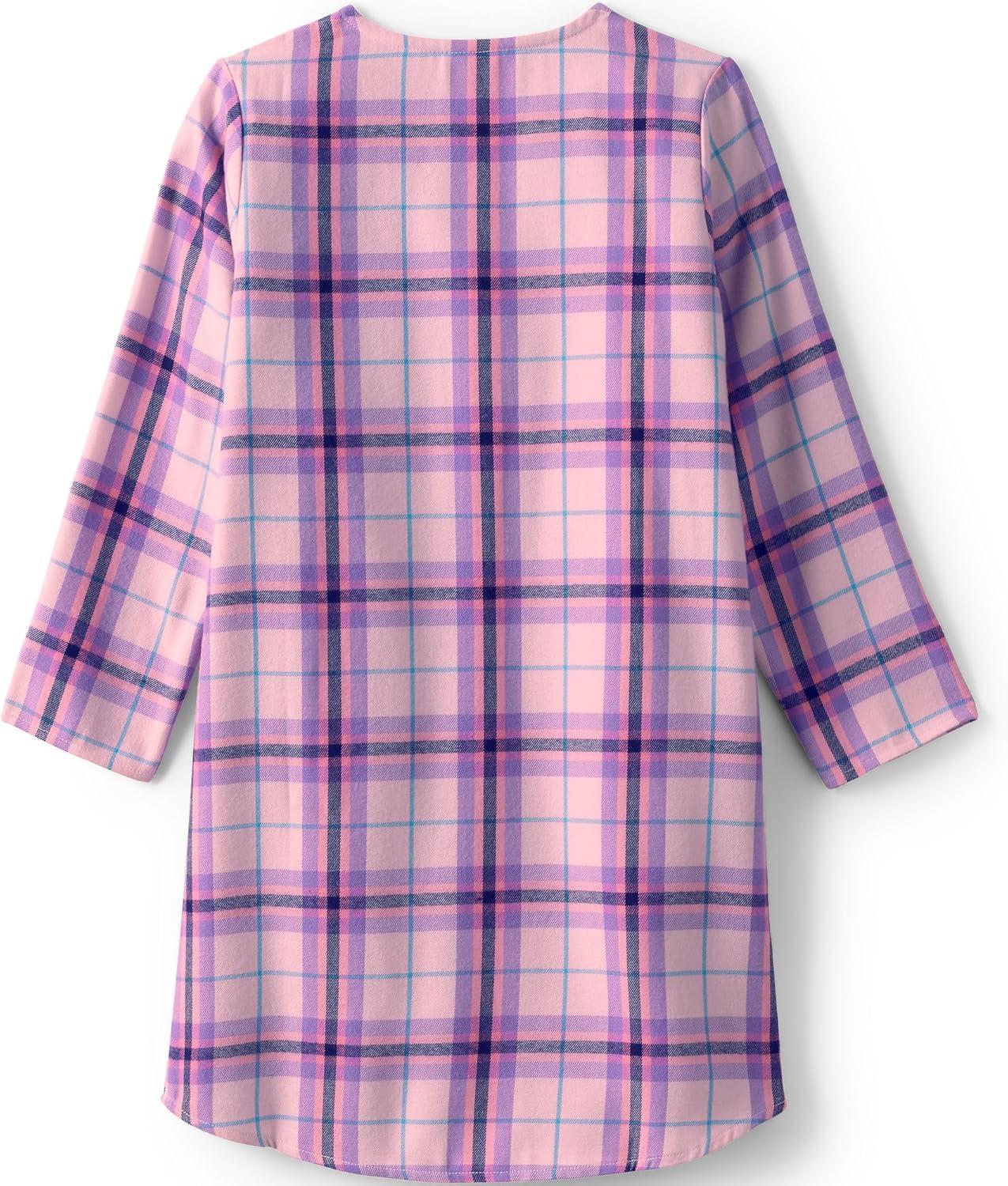 imageLands End Girls Flannel NightgownPinkPurple Multi Plaid