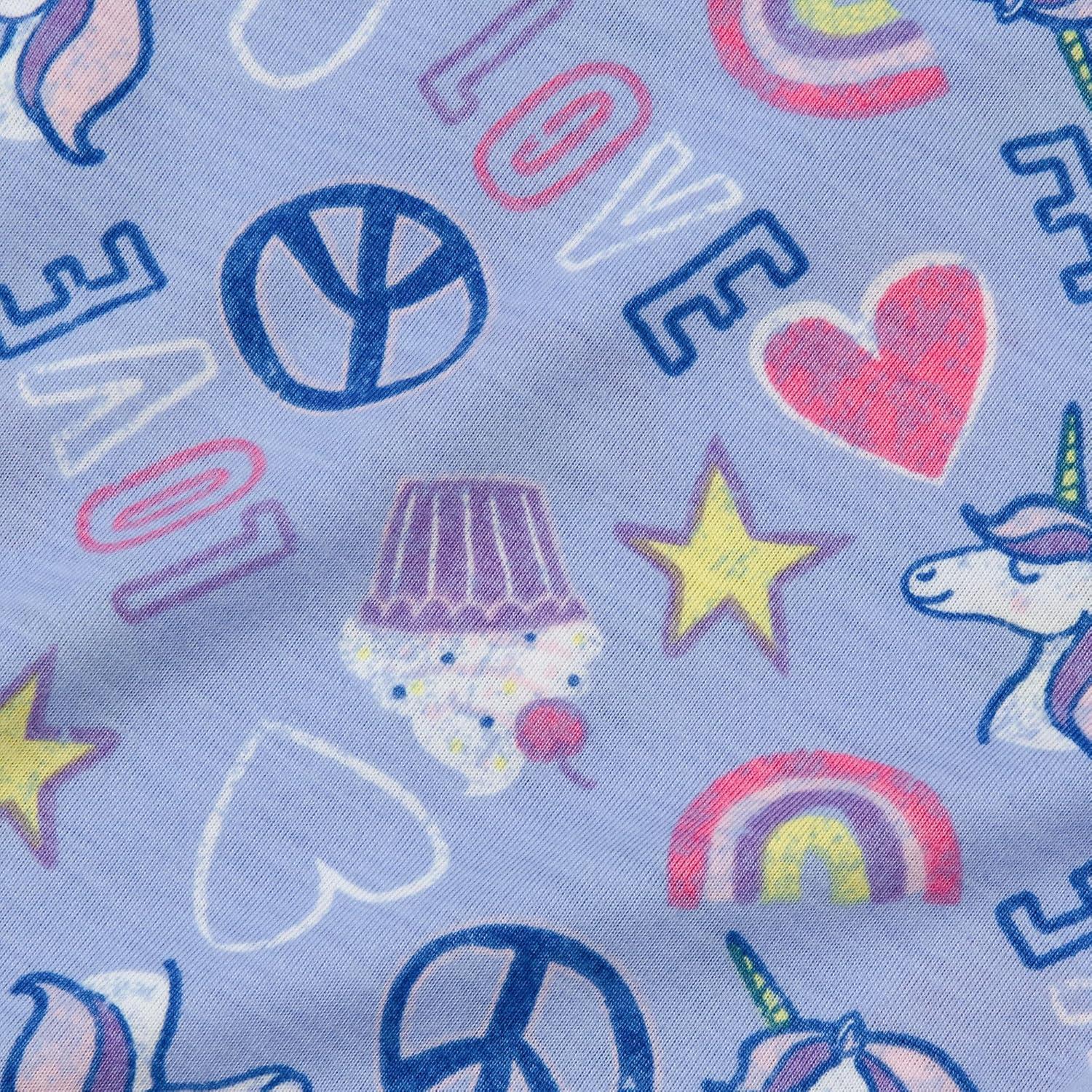 imageLands End Girls Short Sleeve Tee and Shorts Pajama SetUnicorn Multi Love