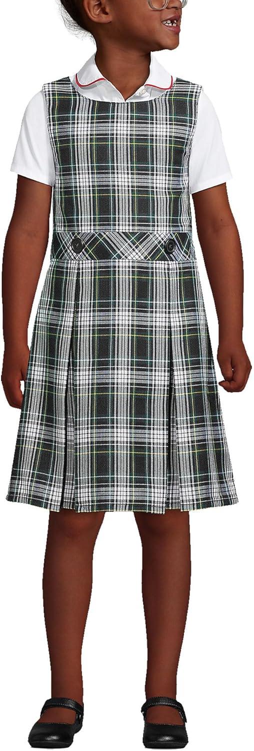 imageLands End Girls Uniform Plaid JumperWhiteEvergreen Plaid