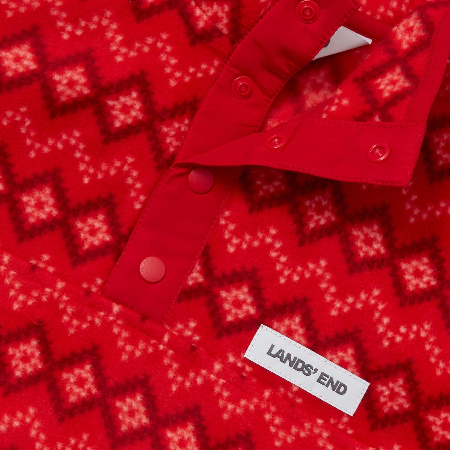 imageLands End Kids Fleece Quarter ZipApple Red Fairisle