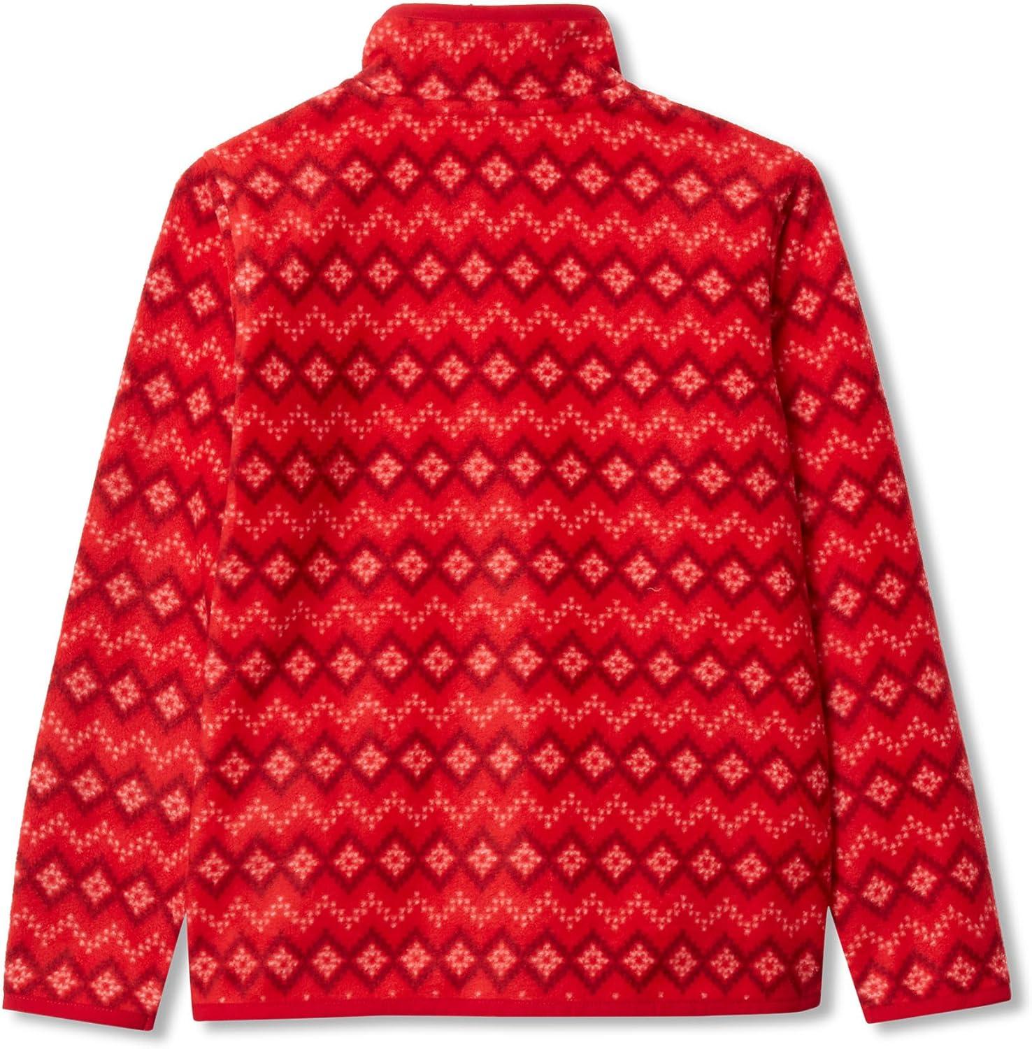 imageLands End Kids Fleece Quarter ZipApple Red Fairisle