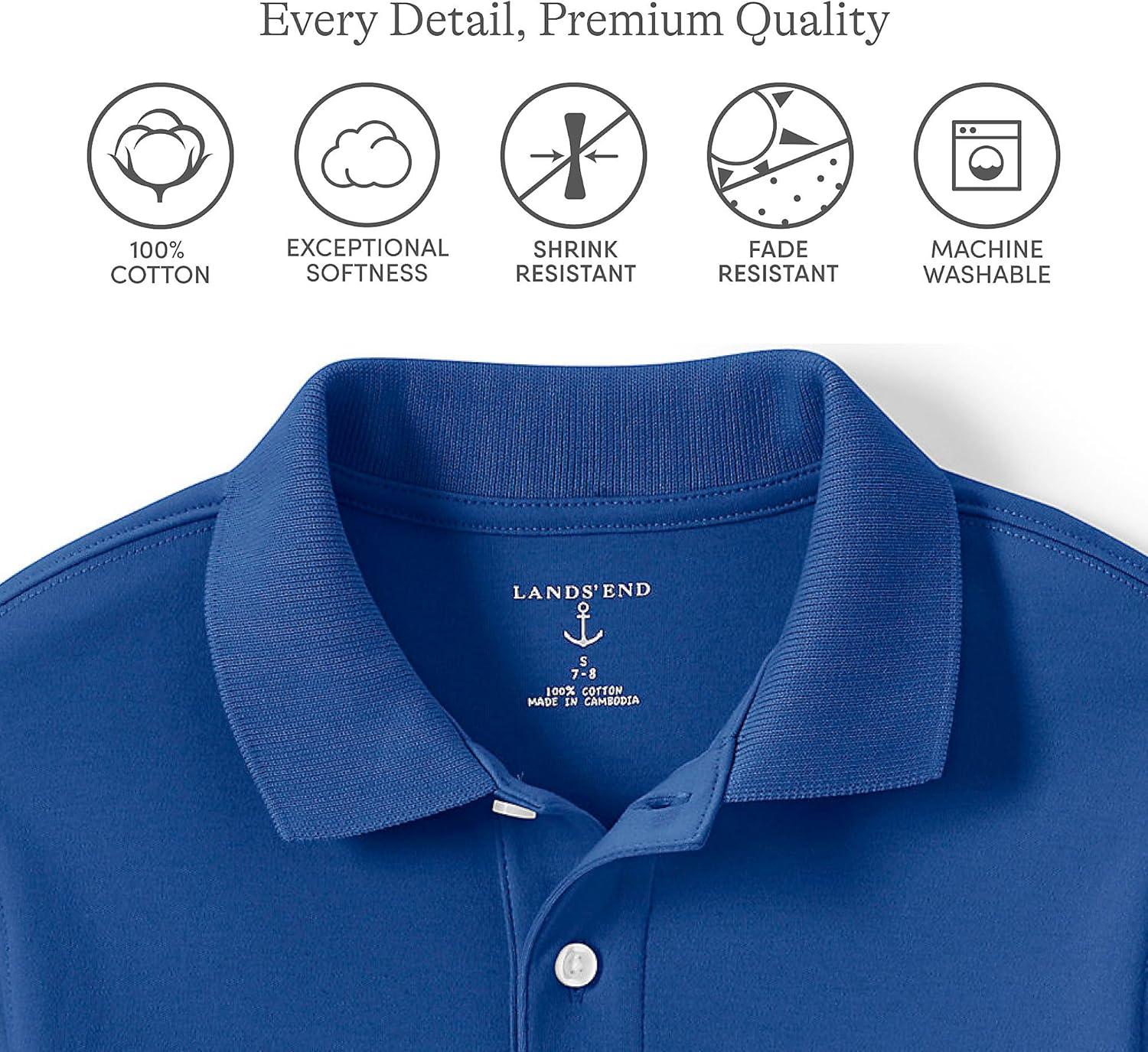 imageLands End Kids School Uniform Polo 100 Cotton Comfort That Lasts All Year EasyCare Short SleeveCobalt