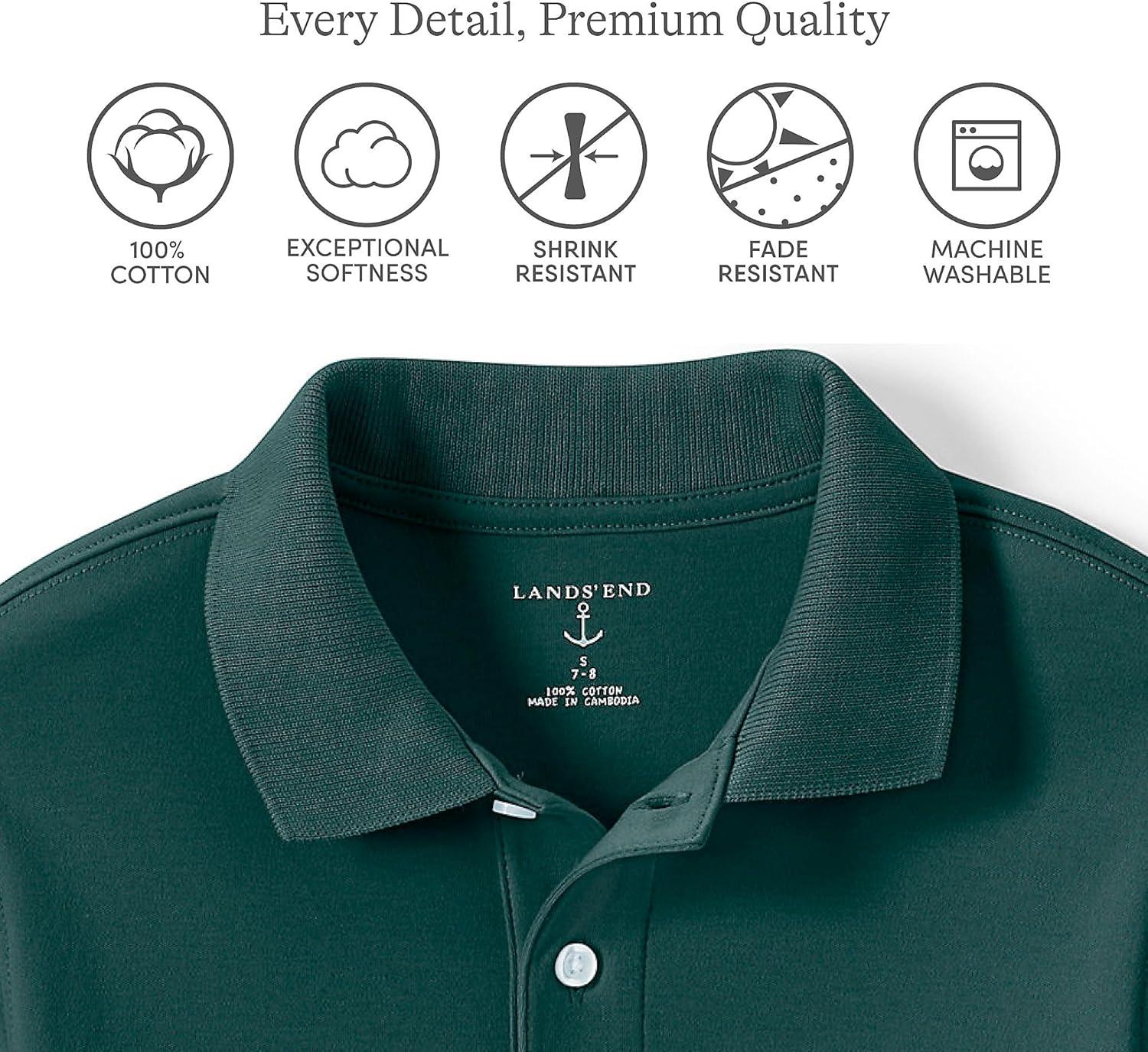 imageLands End Kids School Uniform Polo 100 Cotton Comfort That Lasts All Year EasyCare Short SleeveEvergreen