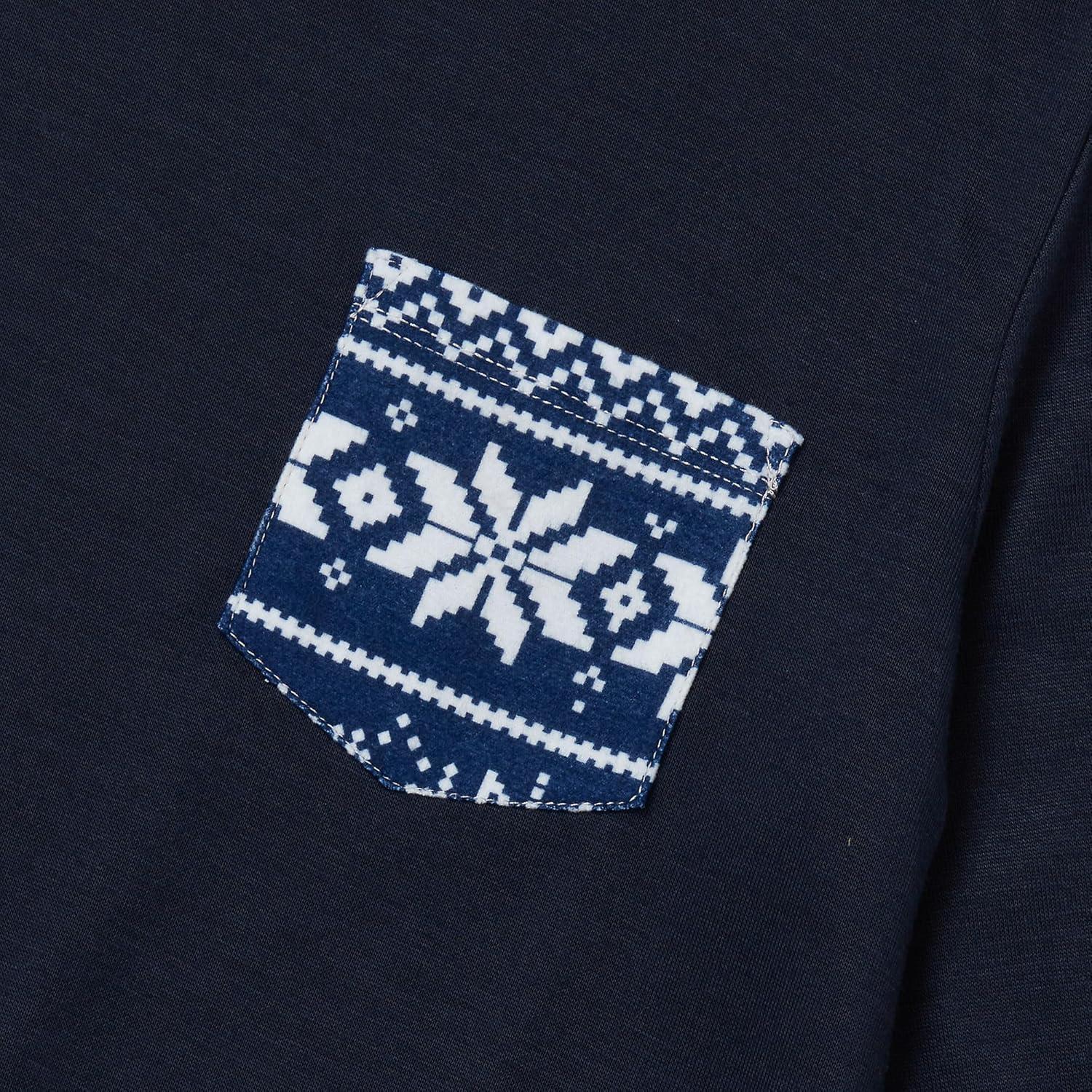 imageLands End Kids Soft Jersey Pocket Sleep Top UltraSoft Cotton Blend TagFree Cozy Fit Fun for Bedtime ComfortClassic Navy Fairisle