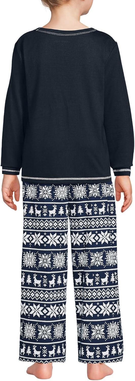 imageLands End Kids Soft Jersey Pocket Sleep Top UltraSoft Cotton Blend TagFree Cozy Fit Fun for Bedtime ComfortClassic Navy Fairisle