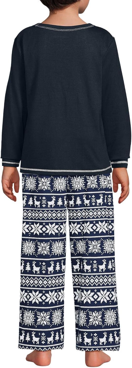 imageLands End Kids Soft Jersey Pocket Sleep Top UltraSoft Cotton Blend TagFree Cozy Fit Fun for Bedtime ComfortClassic Navy Fairisle