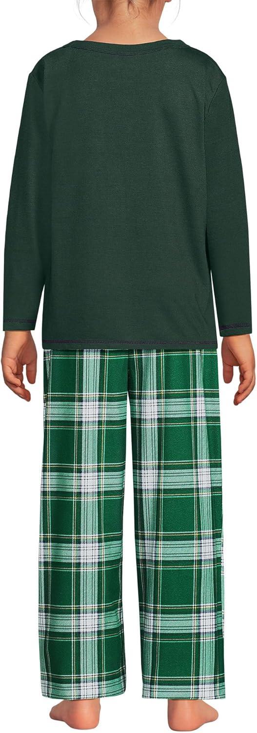 imageLands End Kids Soft Jersey Pocket Sleep Top UltraSoft Cotton Blend TagFree Cozy Fit Fun for Bedtime ComfortEmerald Plaid