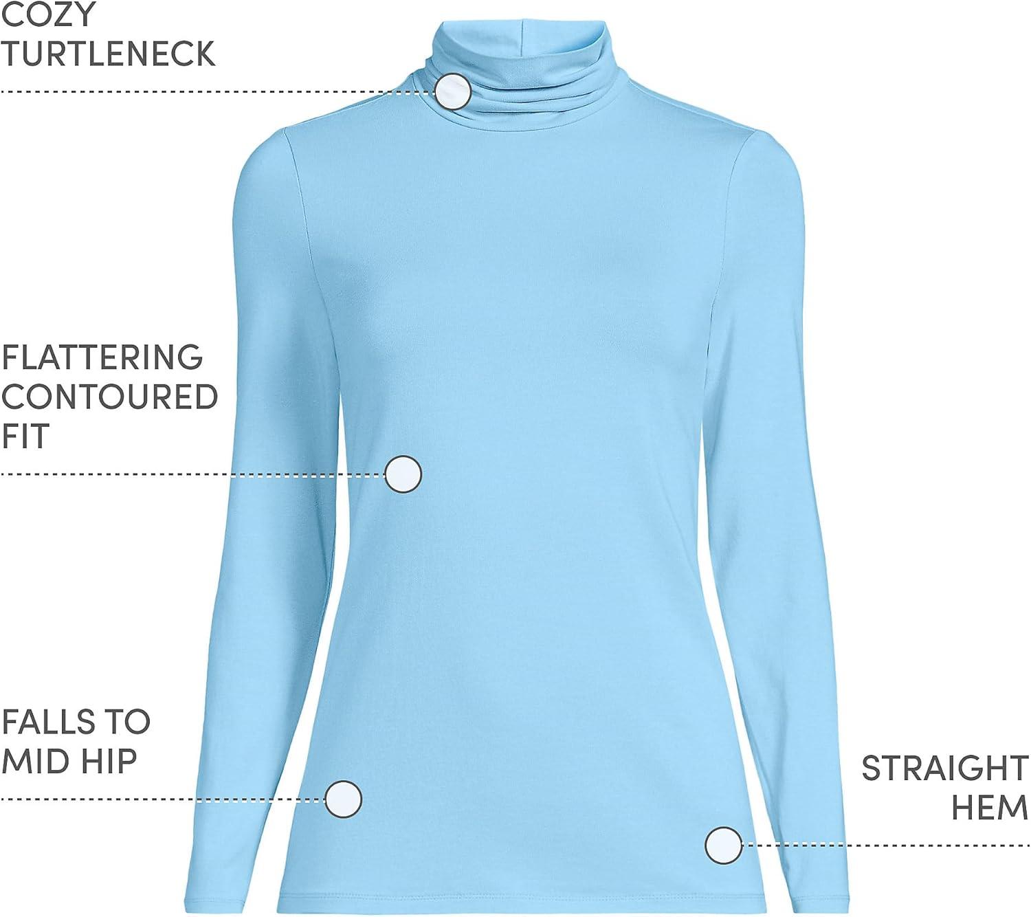 imageLands End Lightweight Jersey Long Sleeve TurtleneckBermuda Blue