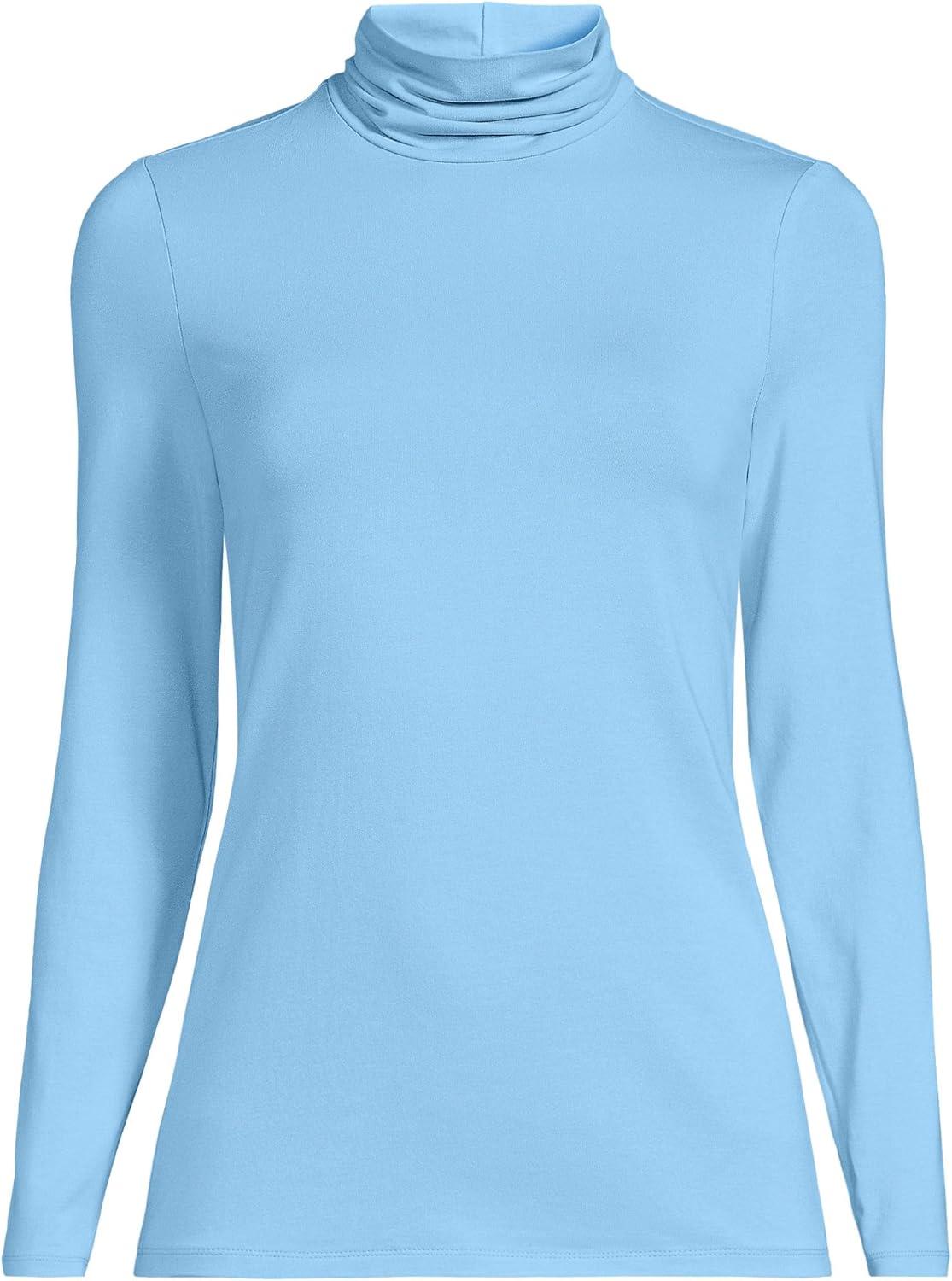 imageLands End Lightweight Jersey Long Sleeve TurtleneckBermuda Blue