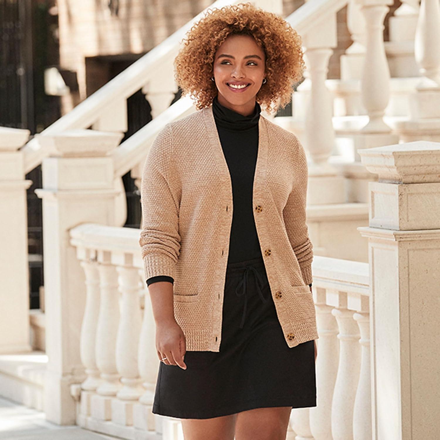 imageLands End Lightweight Jersey Long Sleeve TurtleneckBlack